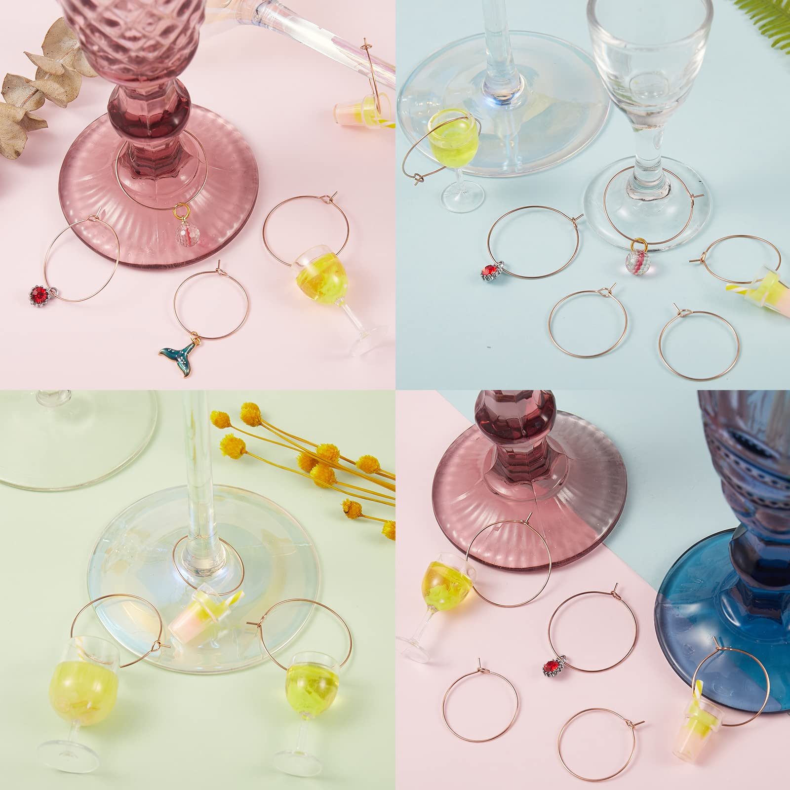 24 Pcs Stainless Steel Earring Hoop Set Rose Golden Round Earring Findings Big Circle Charms for Women Jewelry Making - Image 5