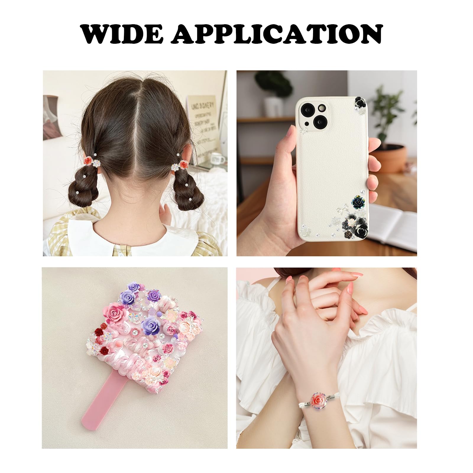 BEEFLIYNG 1 Pack Random 3D Resin ABS Colorful Rose Flower Butterfly Bow Charm Pearl Bead Acrylic Floral Decor Cabochons for Bracelet Earring Necklace Phone Case Craft DIY Jewelry Making - Image 7