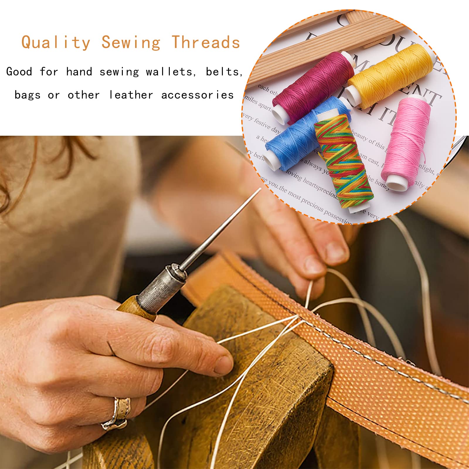 BEEFLYING 0.8MM 12 Rolls 394 Yards Colorful Waxed Polyester Cord Flat Thread Beading String Hand Stitching Cord for DIY Jewelry Making Crafting Macrame Leather Sewing - Image 5