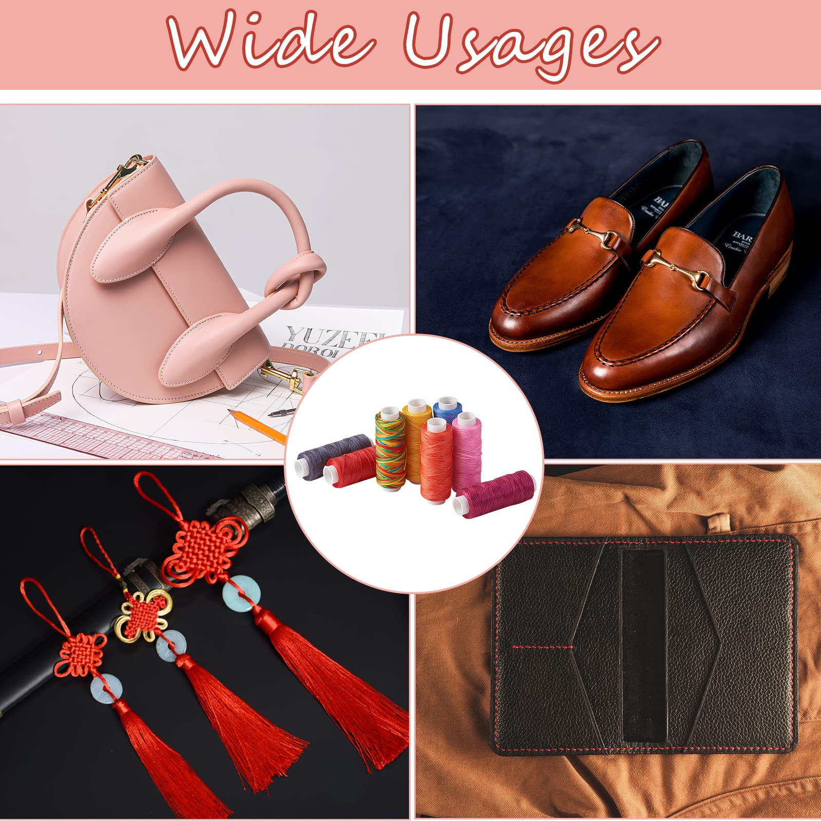 BEEFLYING 0.8MM 12 Rolls 394 Yards Colorful Waxed Polyester Cord Flat Thread Beading String Hand Stitching Cord for DIY Jewelry Making Crafting Macrame Leather Sewing - Image 7