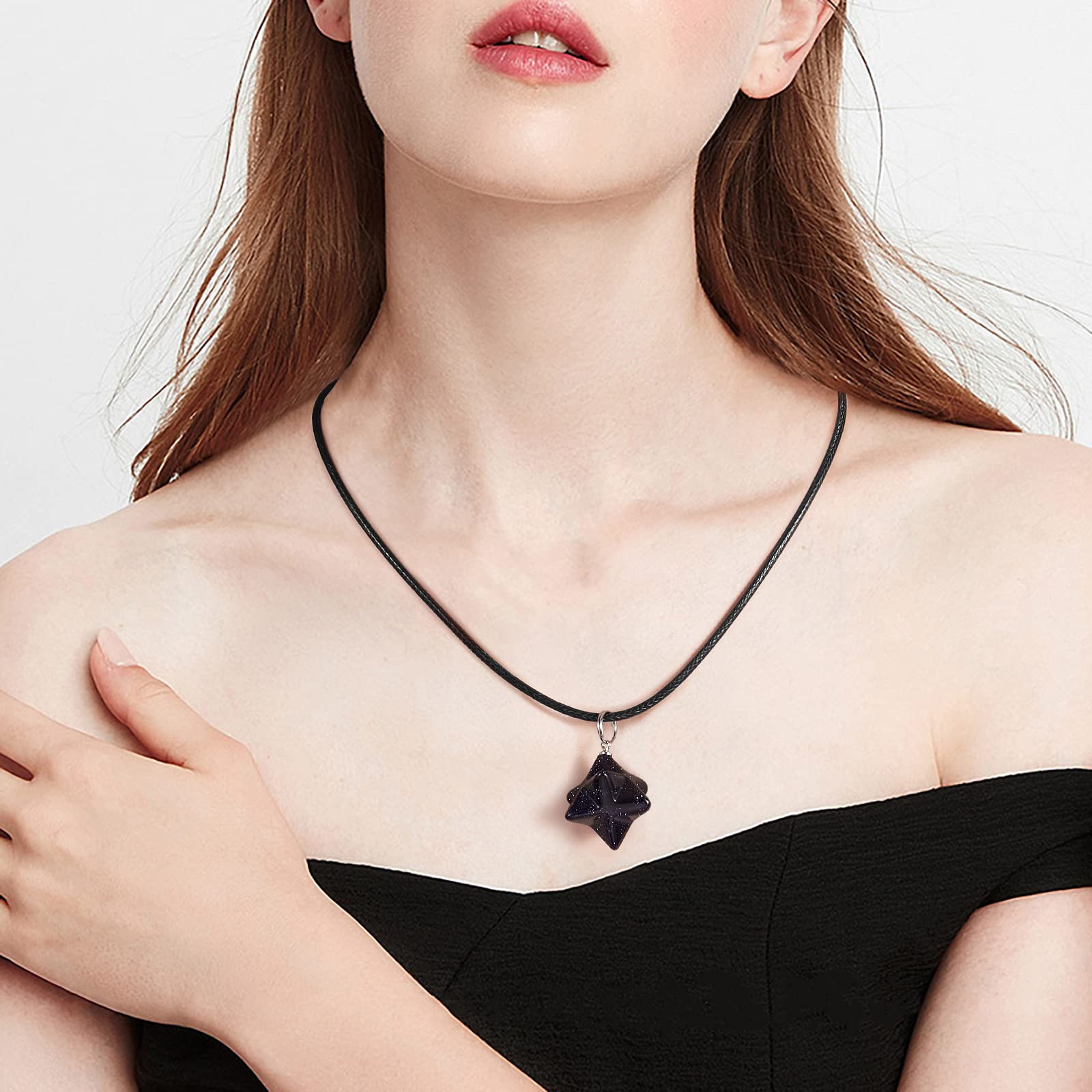 BEEFLYING 10 Pcs Gemstone Pendant Charms Merkaba Star Stone Pendants Stone Dangle Charms for Jewelry Making Crafts Supplies - Image 7