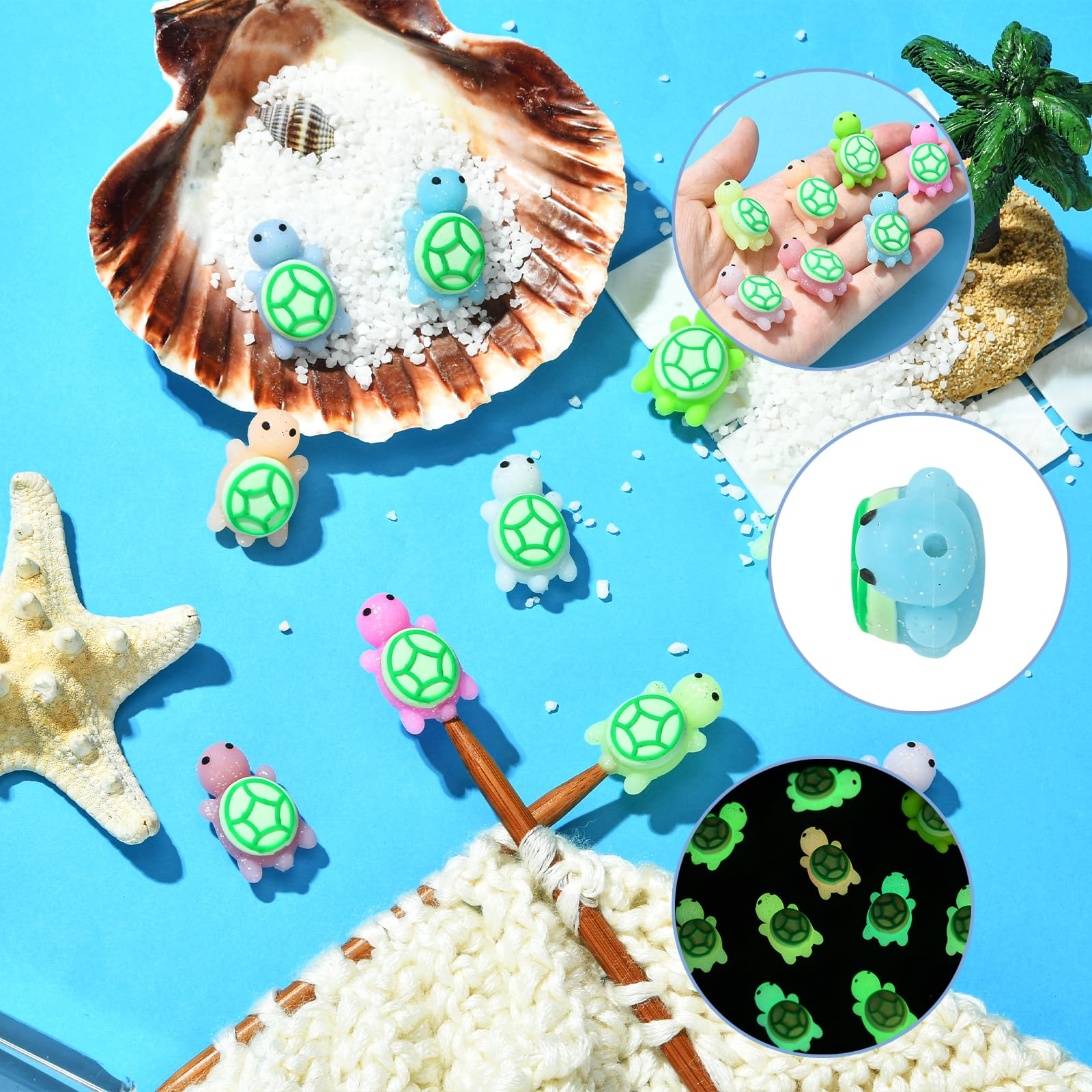 BEEFLYING 10 Pcs Luminous Turtle Knitting Needle Stoppers, Fit Size 2.5mm Silicone Knitting Needles Point Protectors Stitch Stoppers Needle Caps for Sewing Crocheting Pen DIY Crafts - Image 4