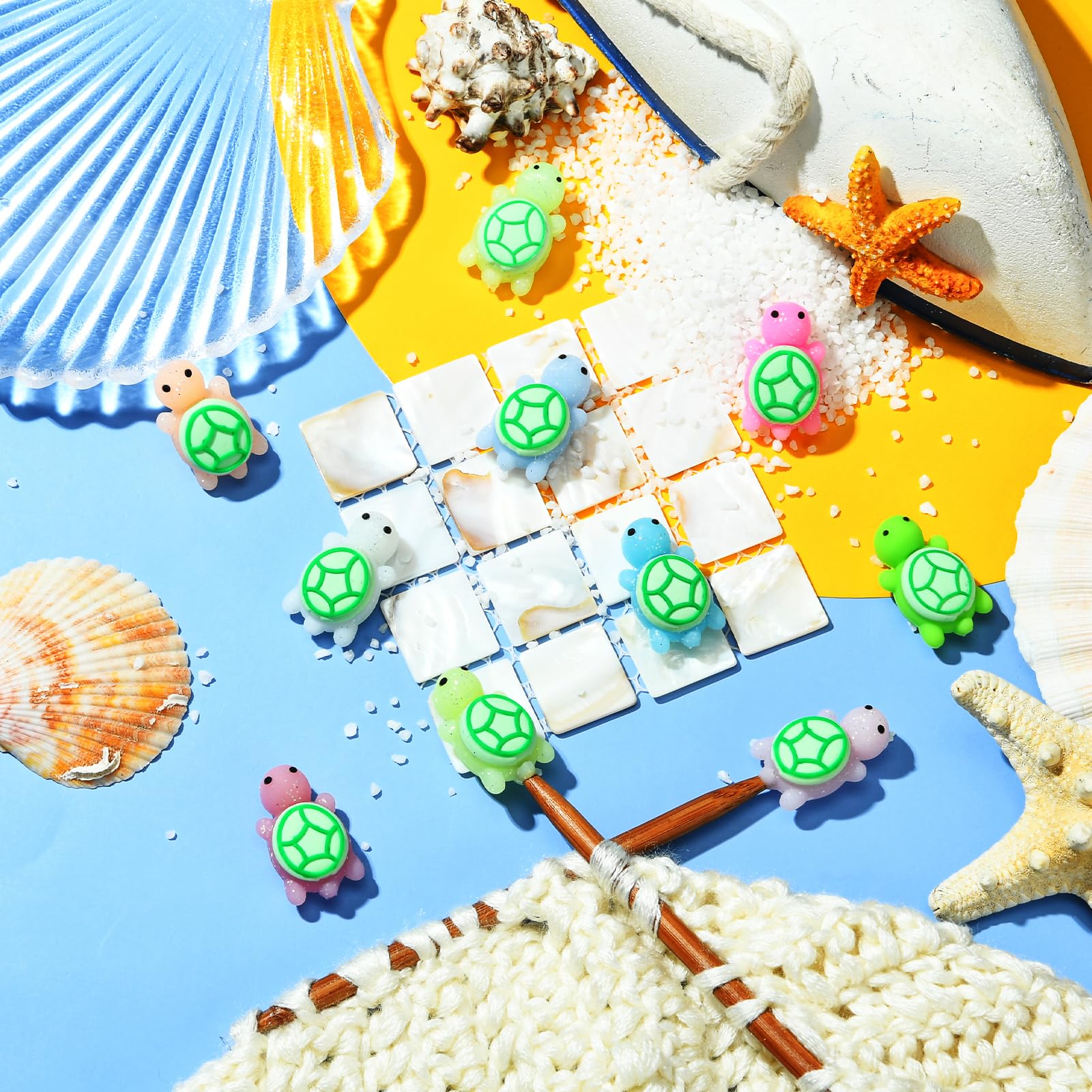 BEEFLYING 10 Pcs Luminous Turtle Knitting Needle Stoppers, Fit Size 2.5mm Silicone Knitting Needles Point Protectors Stitch Stoppers Needle Caps for Sewing Crocheting Pen DIY Crafts - Image 5