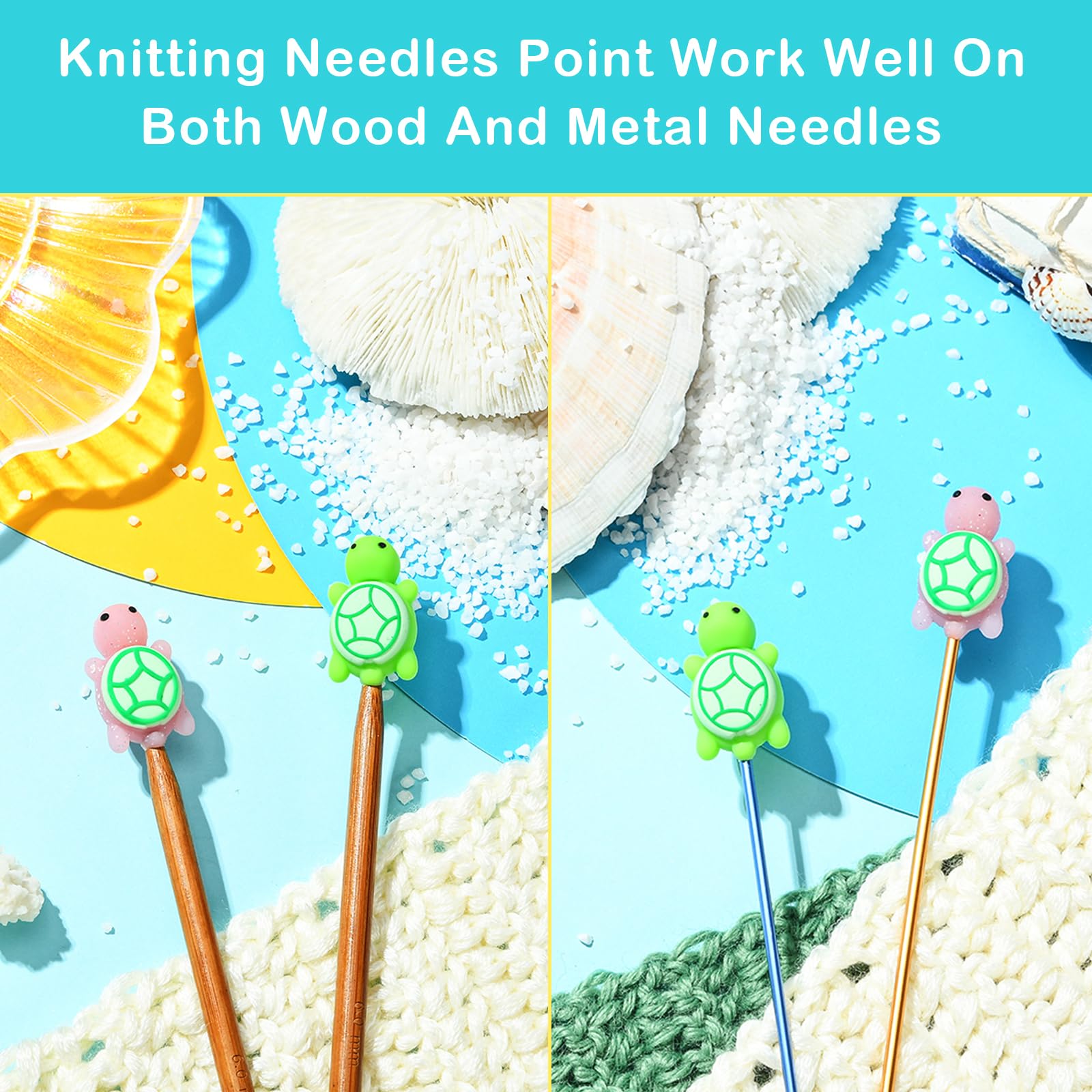 BEEFLYING 10 Pcs Luminous Turtle Knitting Needle Stoppers, Fit Size 2.5mm Silicone Knitting Needles Point Protectors Stitch Stoppers Needle Caps for Sewing Crocheting Pen DIY Crafts - Image 6