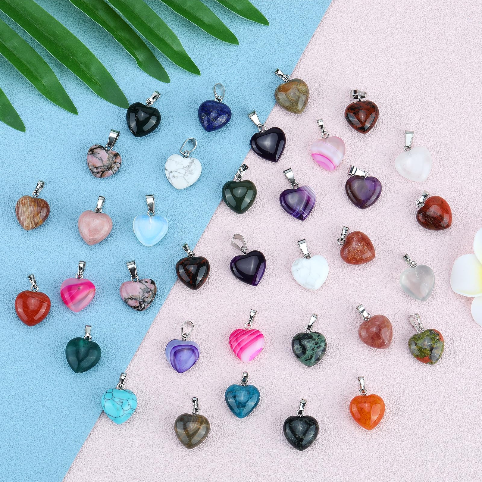 BEEFLYING 10 Pcs Natural Howlite Gemstone Heart Charms Crystal Lucky Gem Stone Pendants for Necklaces Bracelets Valentine's Day Jewelry Making - Image 5