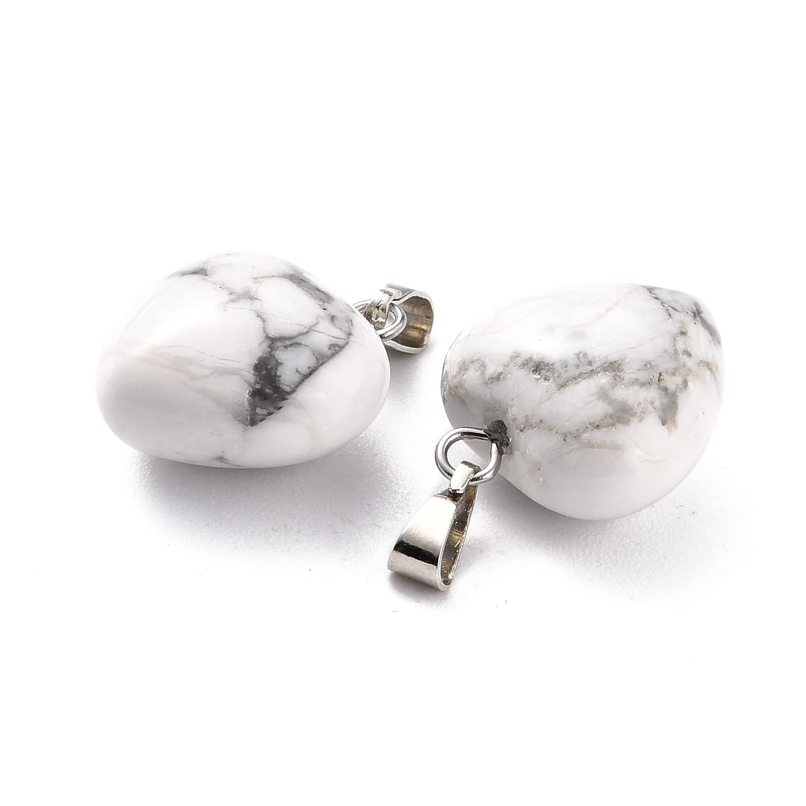 BEEFLYING 10 Pcs Natural Howlite Gemstone Heart Charms Crystal Lucky Gem Stone Pendants for Necklaces Bracelets Valentine's Day Jewelry Making - Image 3