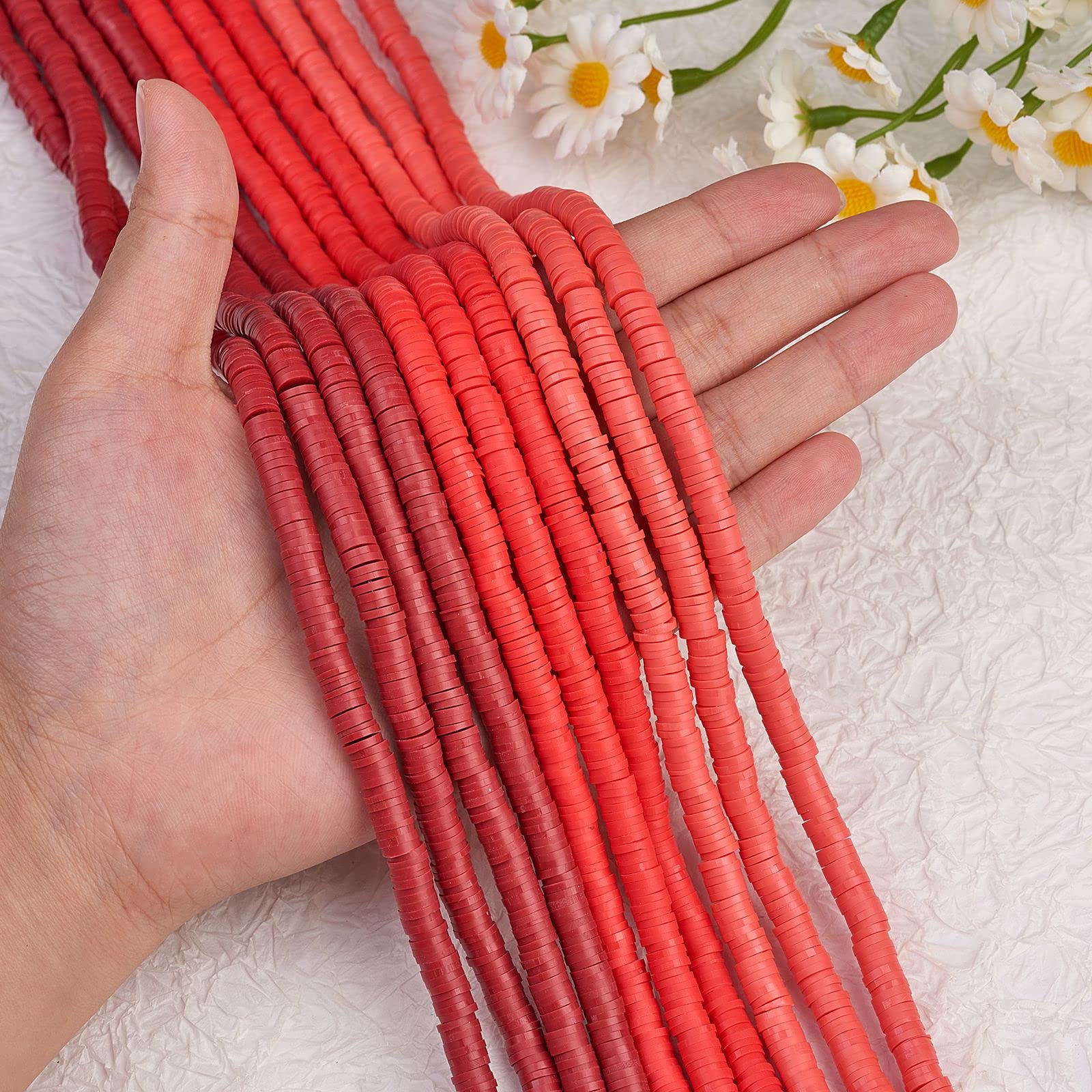 BEEFLYING 10 Strand 3 Color 6mm Flat Round Clay Heishi Beads for Jewelry Making Flat Round Disc Loose Spacer Beads for Bracelets Necklace Earring - Image 3