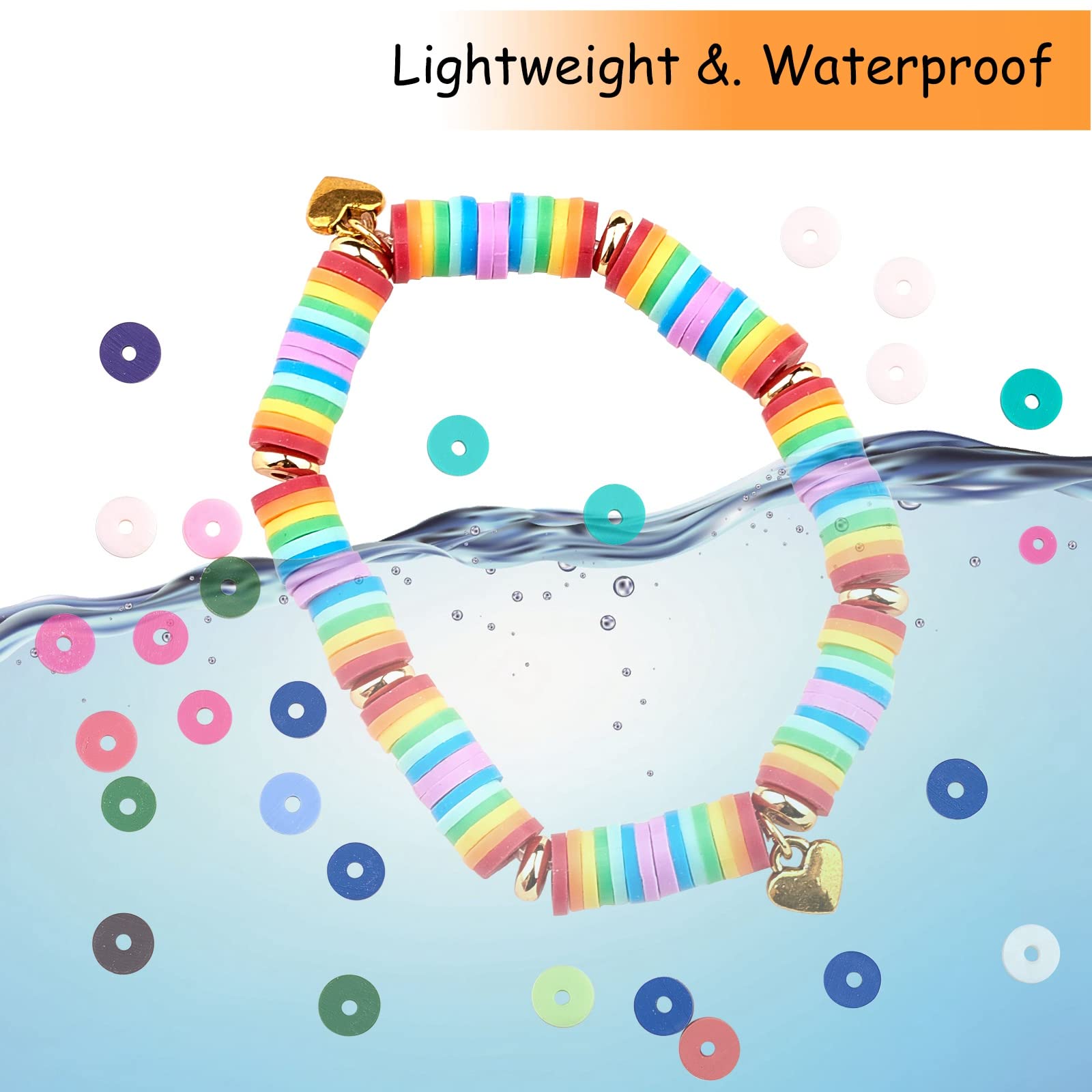 BEEFLYING 10 Strand 3 Color 6mm Flat Round Clay Heishi Beads for Jewelry Making Flat Round Disc Loose Spacer Beads for Bracelets Necklace Earring - Image 6