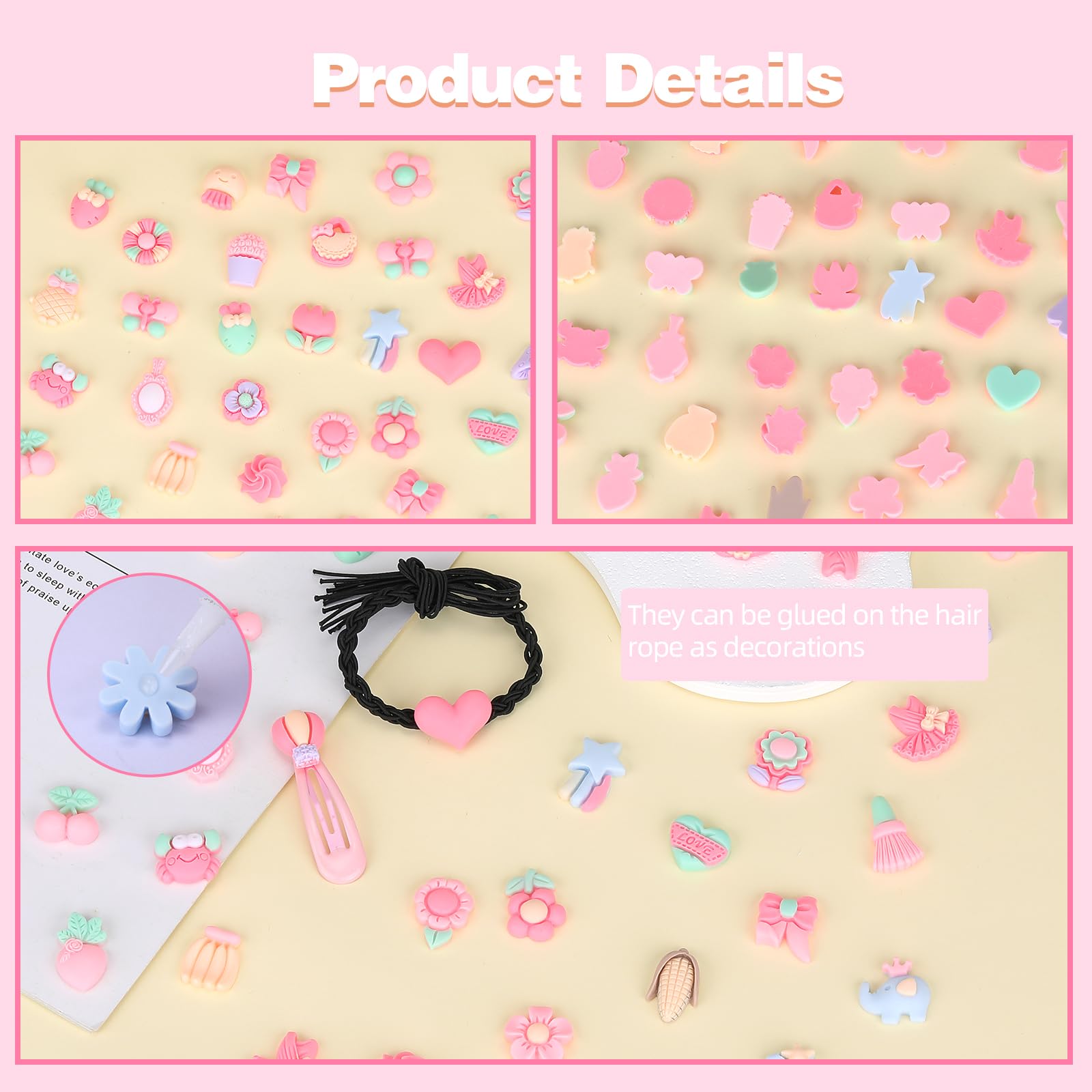 BEEFLYING 100 Pcs Cartoon Resin Charms Flower Carrot Flatback Embellishment Painted Cabochons Assorted Slime Charms for DIY Decor Scrapbooking Crafts Supplies - Image 4