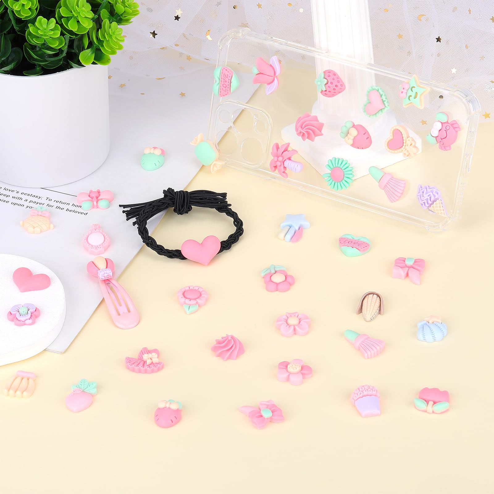 BEEFLYING 100 Pcs Cartoon Resin Charms Flower Carrot Flatback Embellishment Painted Cabochons Assorted Slime Charms for DIY Decor Scrapbooking Crafts Supplies - Image 5