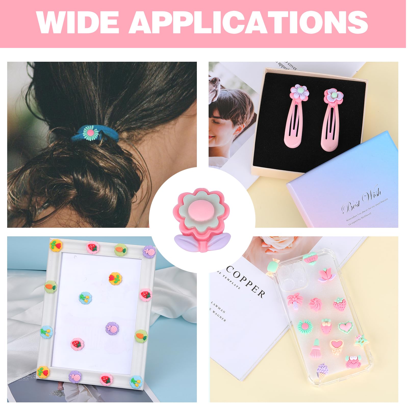 BEEFLYING 100 Pcs Cartoon Resin Charms Flower Carrot Flatback Embellishment Painted Cabochons Assorted Slime Charms for DIY Decor Scrapbooking Crafts Supplies - Image 7