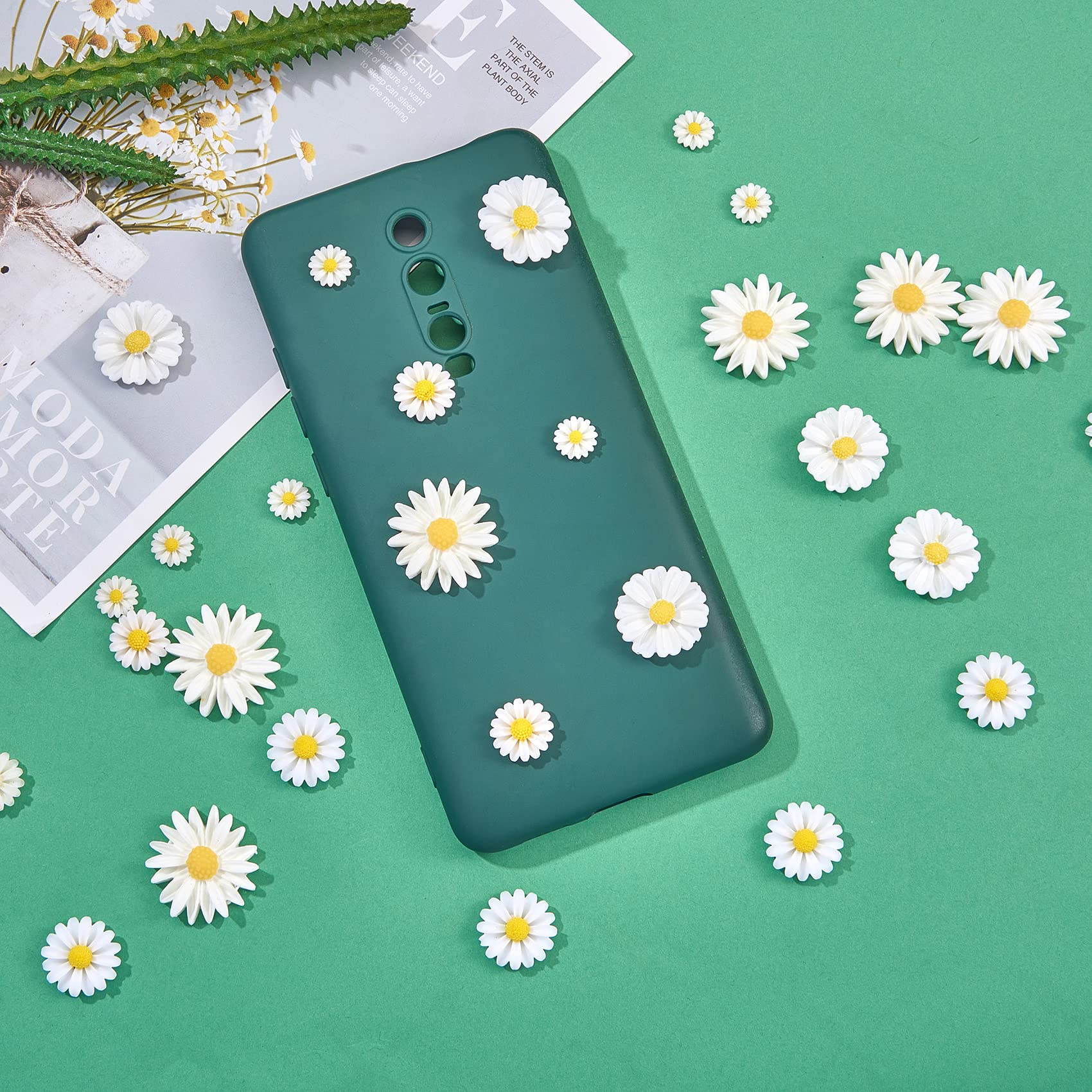 BEEFLYING 100 Pcs Flower Resin Cabochons Daisy Plastic Flatback Loose Beads Daisy Flower Epoxy Cabochons for Jewelry Making Scrapbooking Crafts Supplies - Image 7