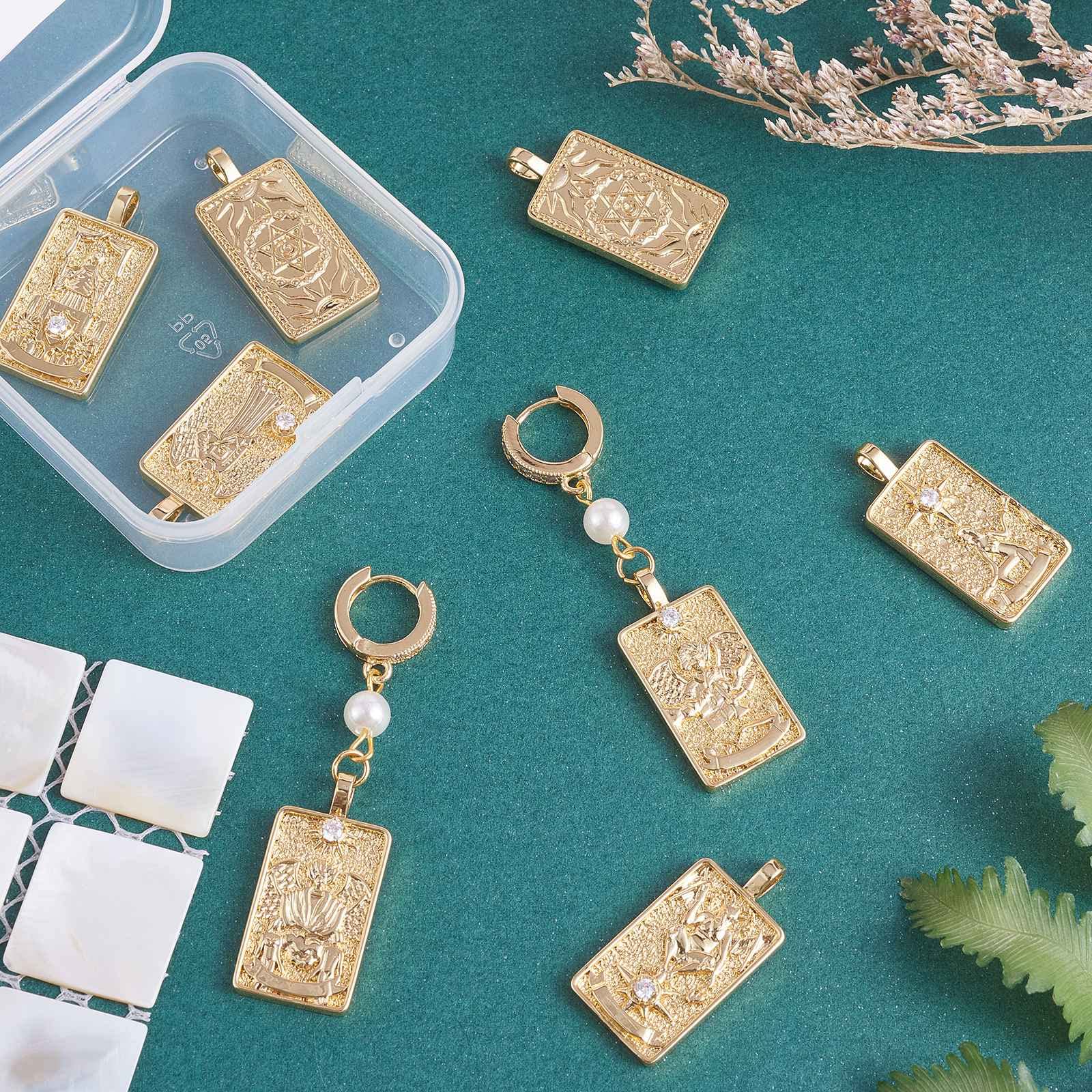 BEEFLYING 10pcs Tarot Card Pendants 18K Gold Plated Vintage Rectangular Amulet Charms for Bracelet Earring Necklace Key Chain Jewelry Making DIY Craft Accessories - Image 4