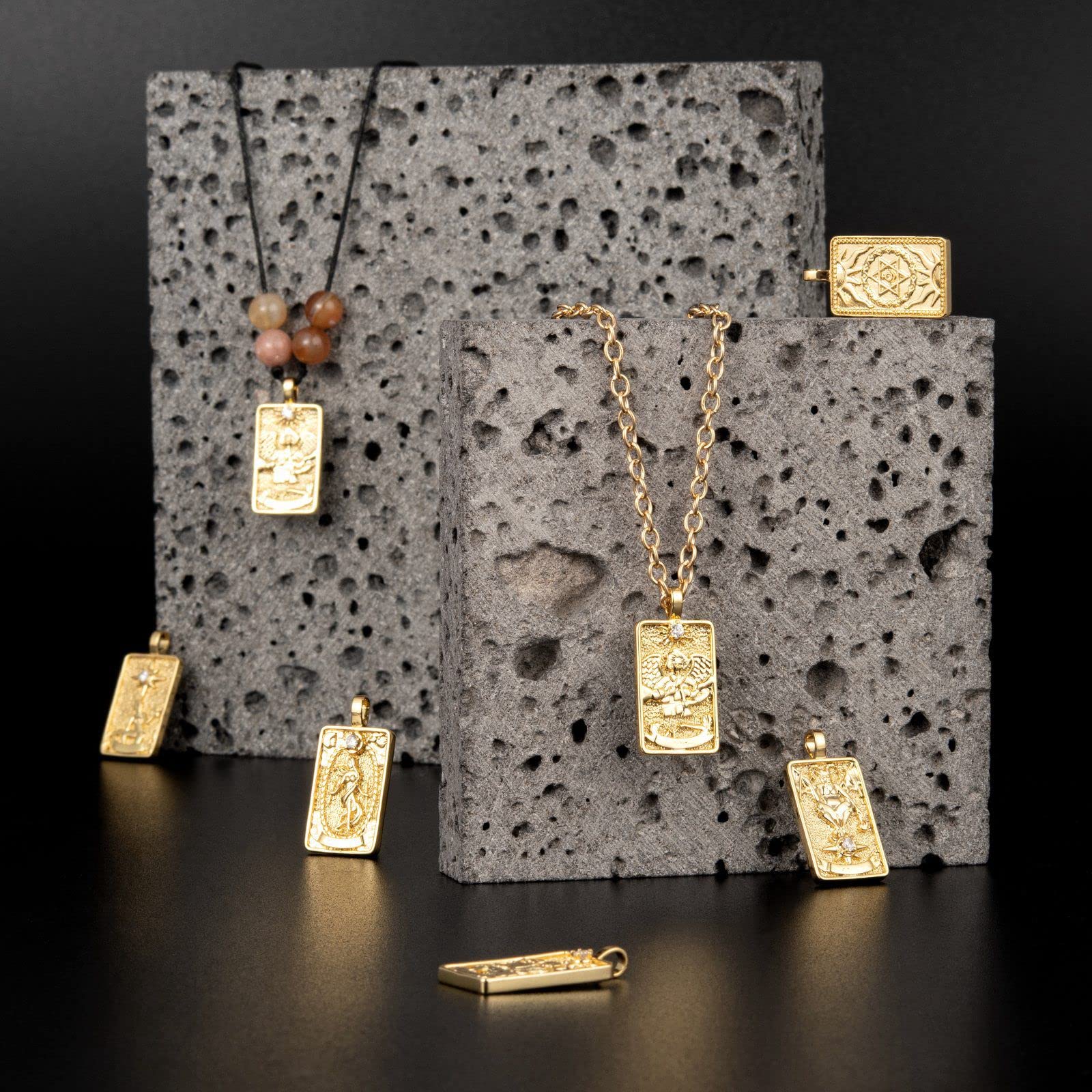 BEEFLYING 10pcs Tarot Card Pendants 18K Gold Plated Vintage Rectangular Amulet Charms for Bracelet Earring Necklace Key Chain Jewelry Making DIY Craft Accessories - Image 6