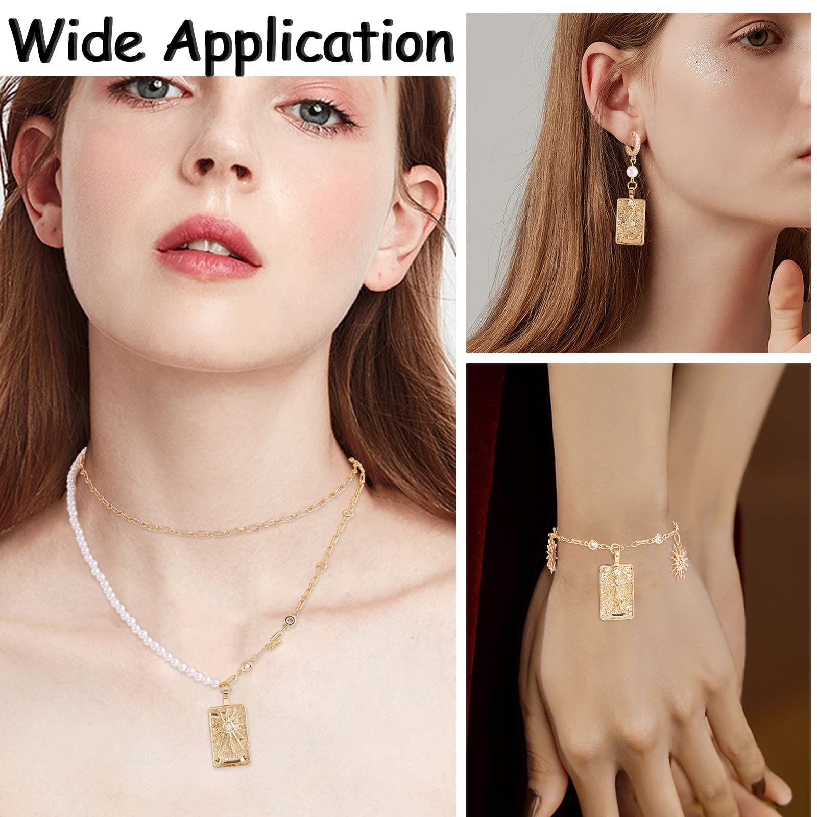 BEEFLYING 10pcs Tarot Card Pendants 18K Gold Plated Vintage Rectangular Amulet Charms for Bracelet Earring Necklace Key Chain Jewelry Making DIY Craft Accessories - Image 7