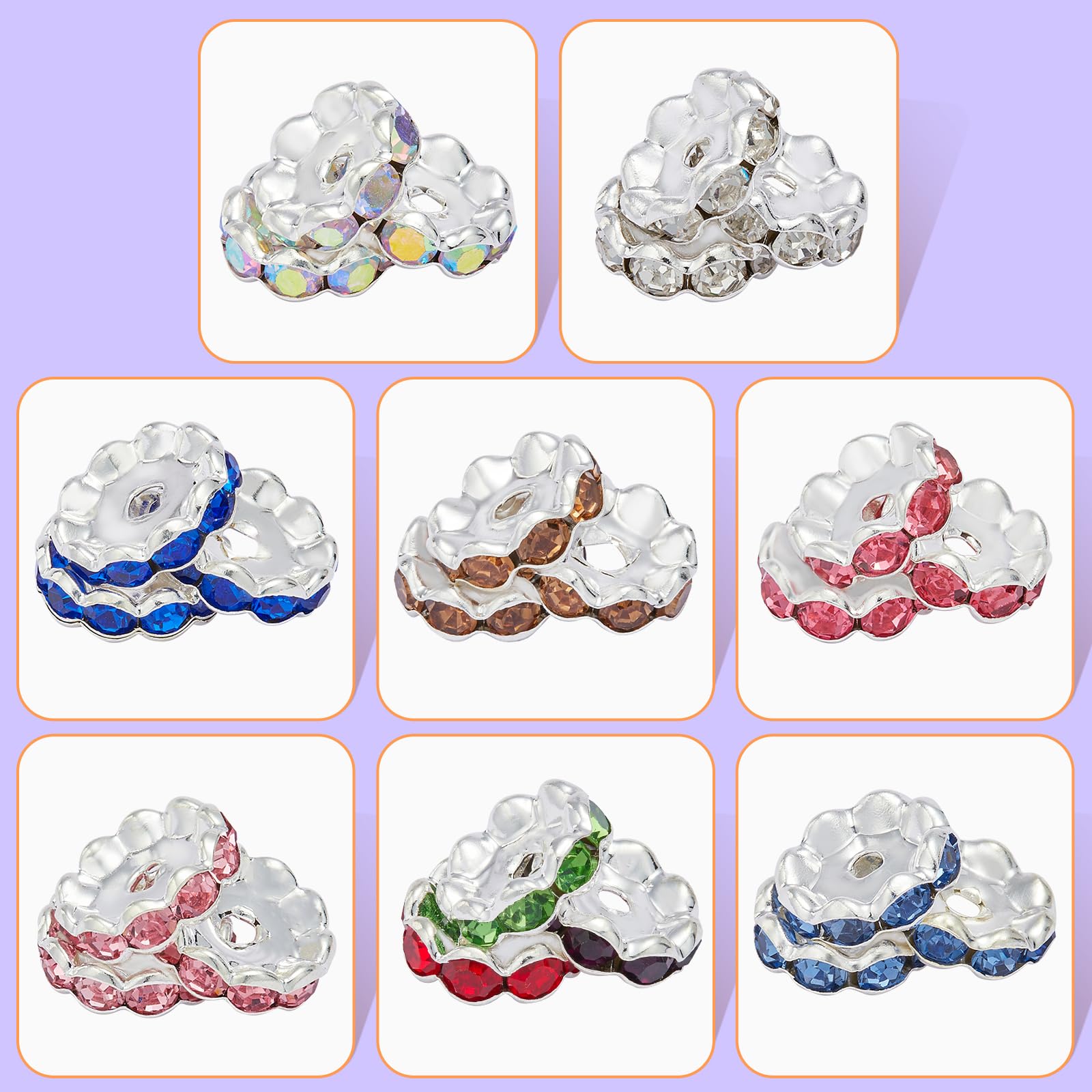 BEEFLYING 120Pcs 12mm Sparkling Crystal Spacer Beads, Silver Plated Rhinestone Rondelle Spacers Glitter Beads for Jewelry Bracelet Necklace Making Pen and Craft DIY - Image 4