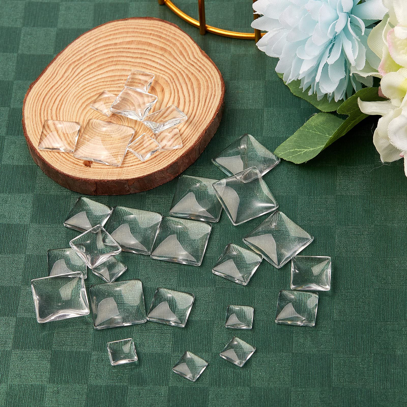 BEEFLYING 150pcs Transparent Glass Square Cabochons Clear Dome Cabochons for Photo Pendant Jewelry Making - Image 5