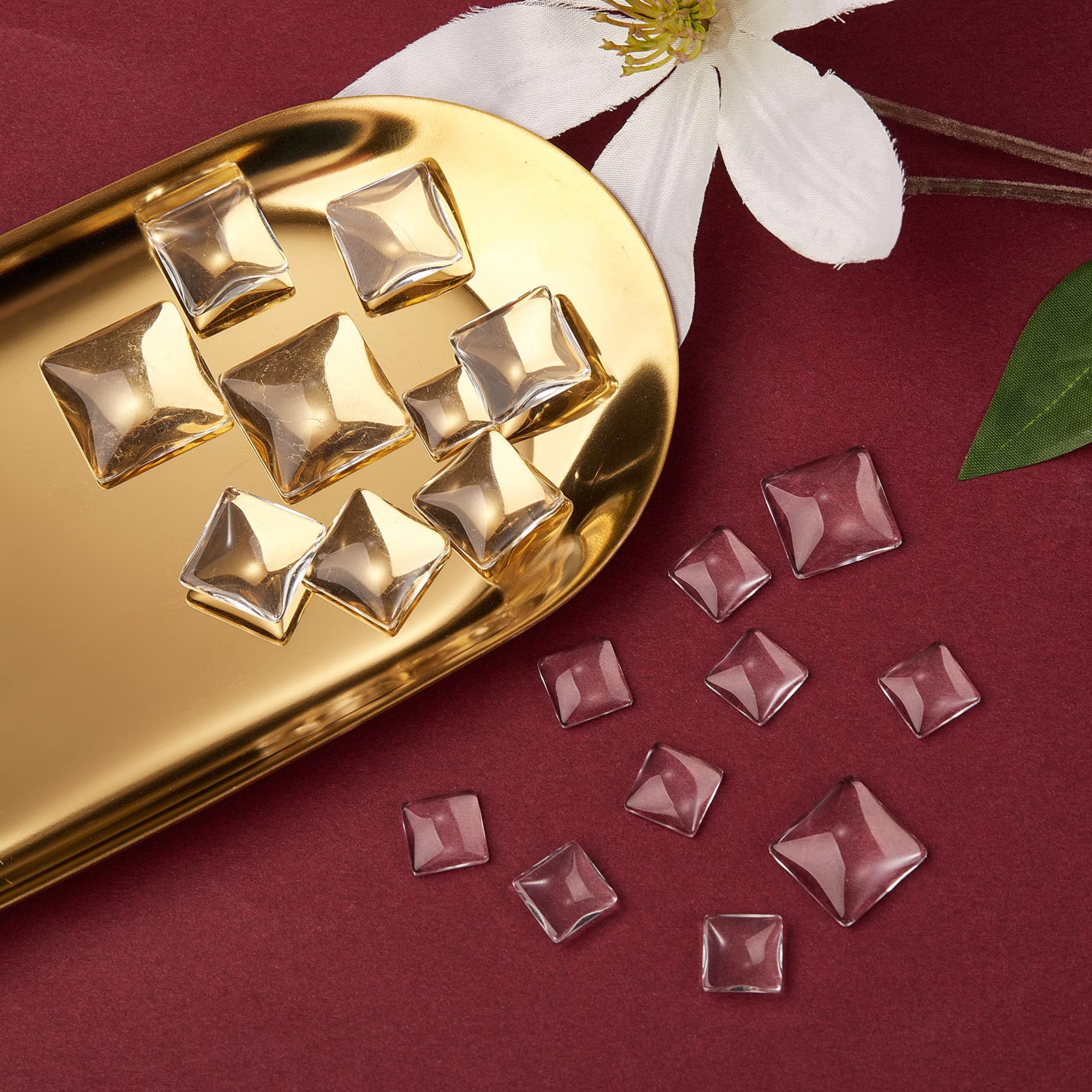 BEEFLYING 150pcs Transparent Glass Square Cabochons Clear Dome Cabochons for Photo Pendant Jewelry Making - Image 6