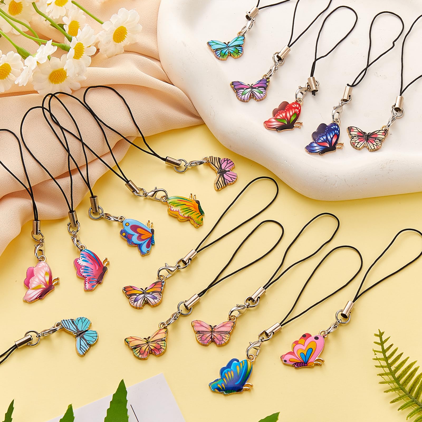 BEEFLYING 16 Pcs Kawaii Cell Phone Charms for Mobile Phone Strap Hanging Pendant Aesthetic Phone Decor for Jewelry Making Phone Charm Wallet Pendant Accessories(Butterfly) - Image 5