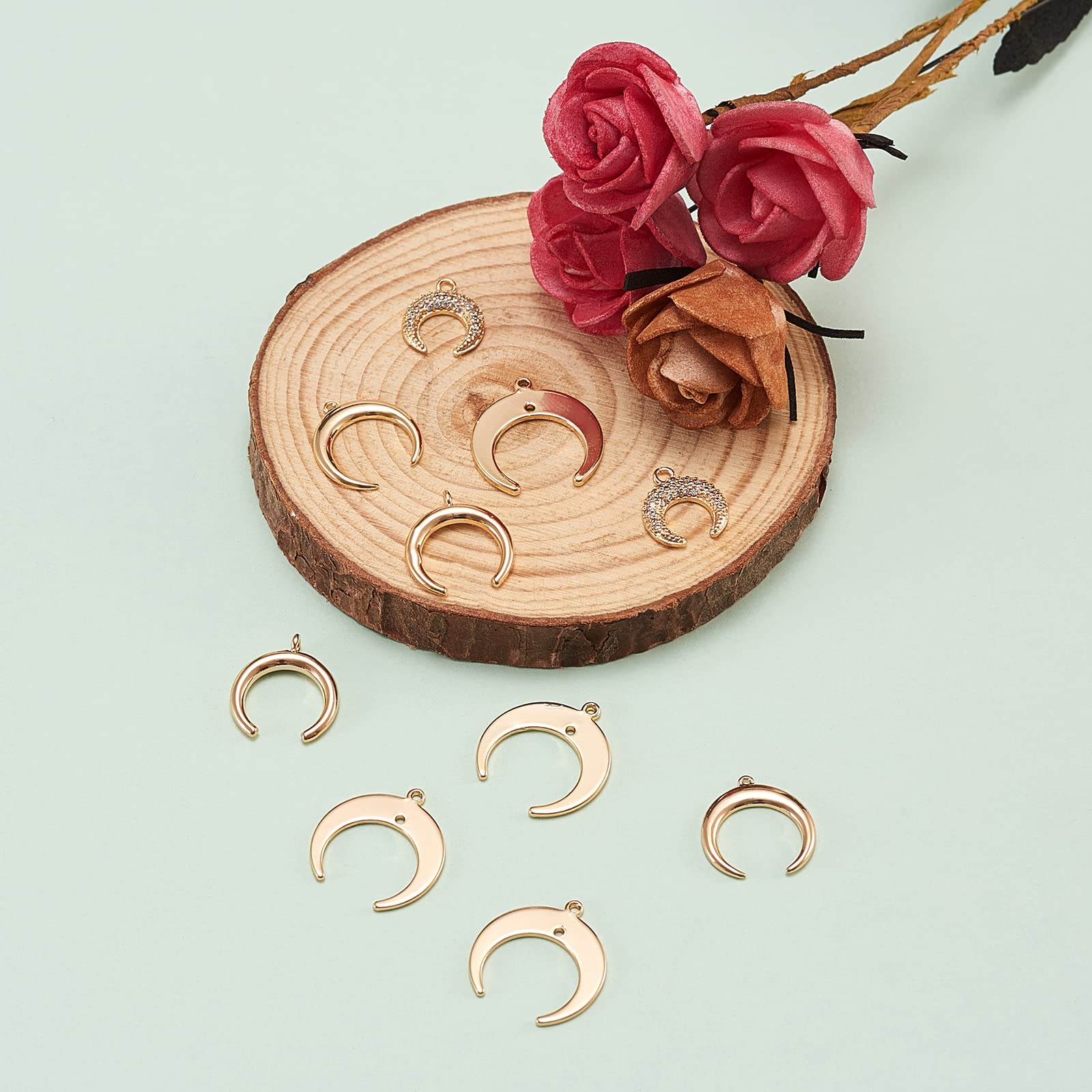 BEEFLYING 16Pcs Crescent Moon Brass Charms Pendants Double Horn Metal Charm for DIY Bracelet Necklace Earrings Keyring Jewelry Making Accessories - Image 6