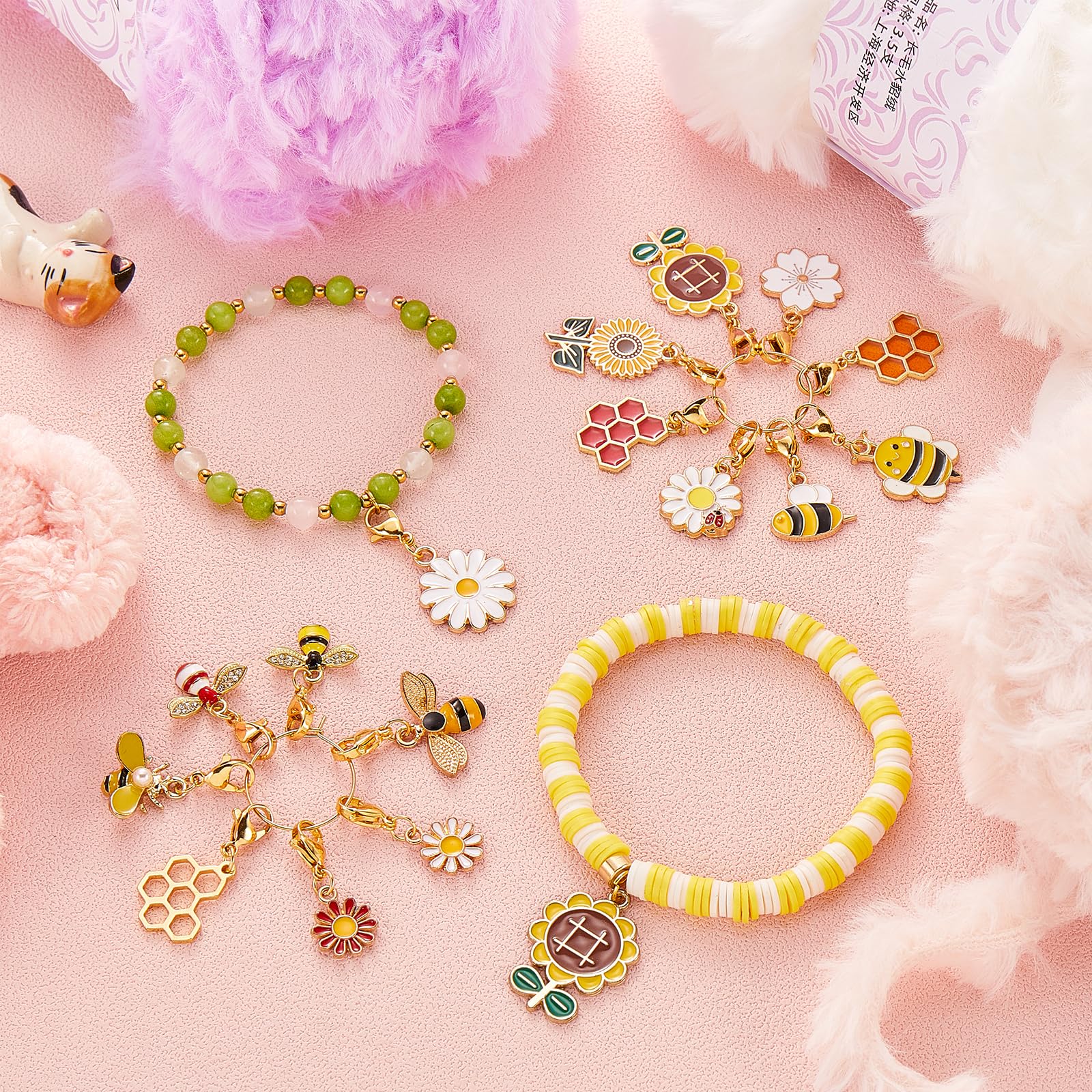 BEEFLYING 16Pcs Stitch Markers for Knitting Crochet Alloy Enamel Removable Crochet Stitch Marker Charms with Lobster Claw Clasps for Knitting Weaving Sewing Quilting Handmade Jewelry (Bee) - Image 4