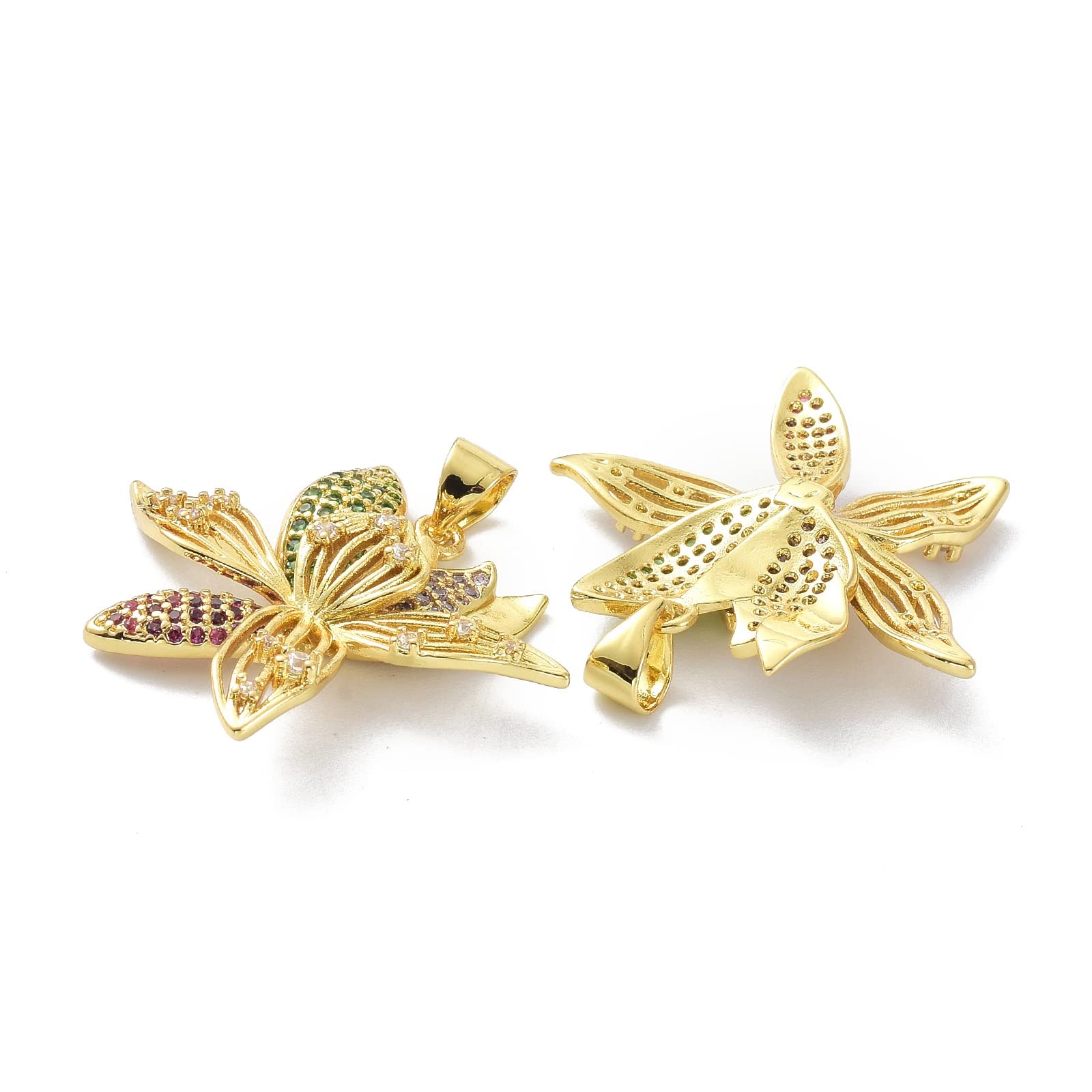 BEEFLYING 18K Gold Plated Flower Cubic Zirconia Crystal Charms Pendants for Earring Bracelets Necklace Women Handmade Jewelry Making - Image 3