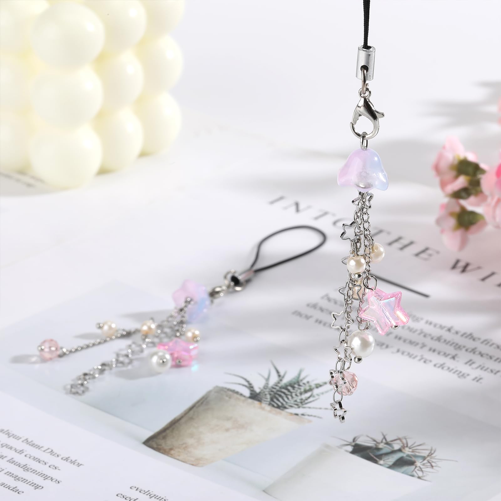 BEEFLYING 2 Pcs Jellyfish Phone Charms Aesthetic Y2K Cute Charm Straps Cell Phone Pendants Accessories with Star Beads for Bag Keychain Camera Airpods Wallet - Image 4