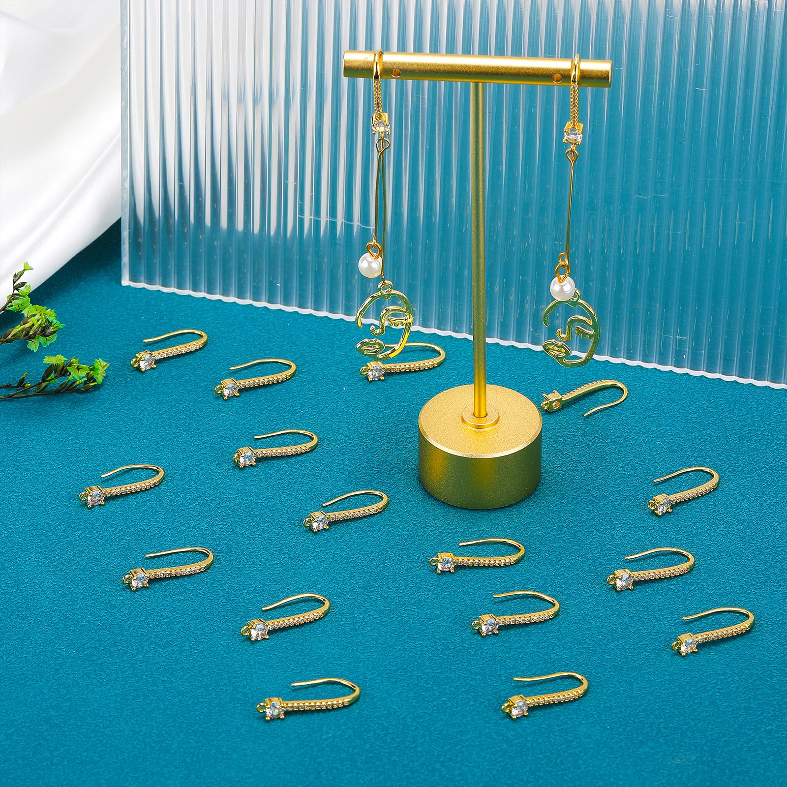 BEEFLYING 20PCS 18K Real Gold Plated Cubic Zirconia Earring Hooks Ear Wires with Dangle Loops for DIY Jewelry Making Crafts - Image 5