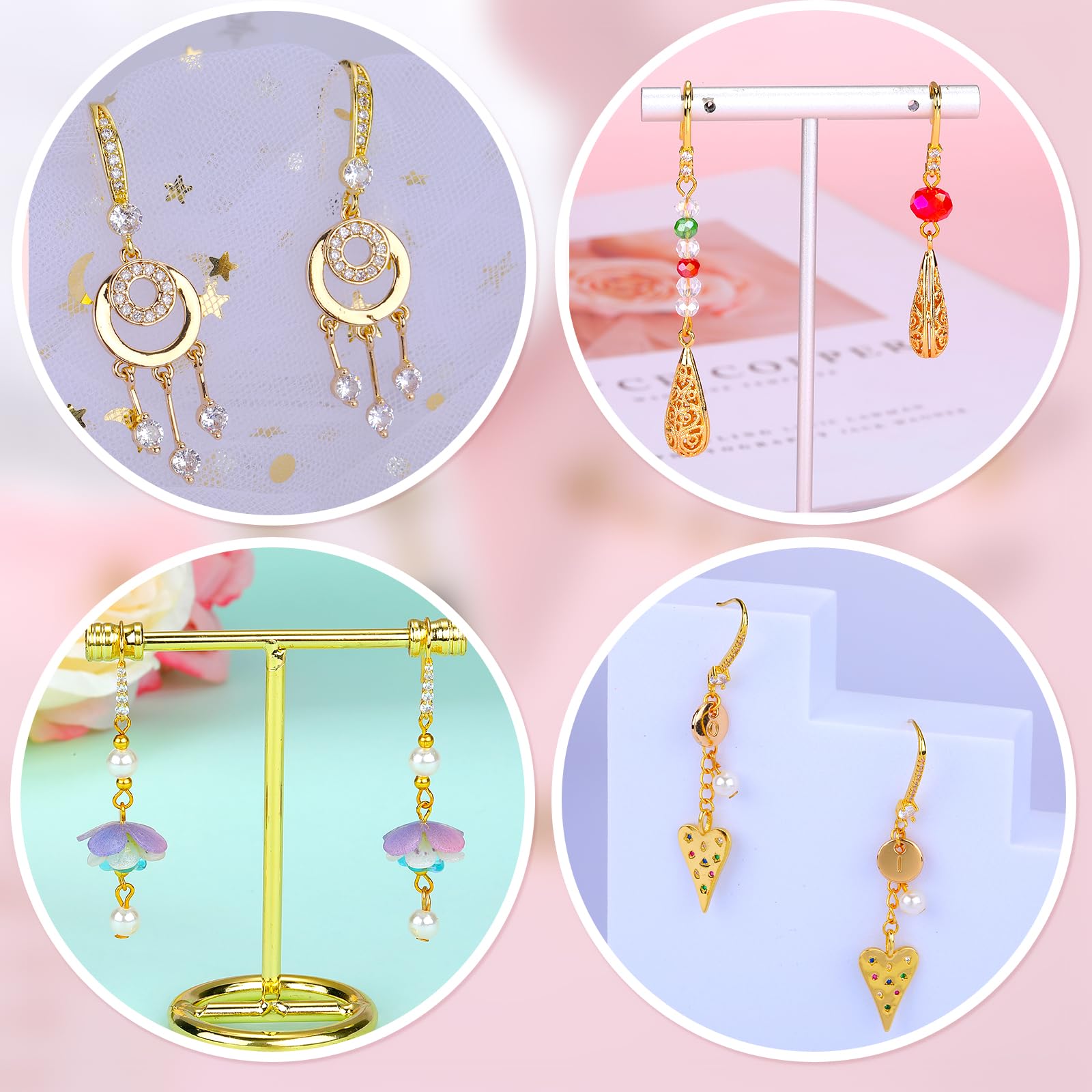 BEEFLYING 20PCS 18K Real Gold Plated Cubic Zirconia Earring Hooks Ear Wires with Dangle Loops for DIY Jewelry Making Crafts - Image 6