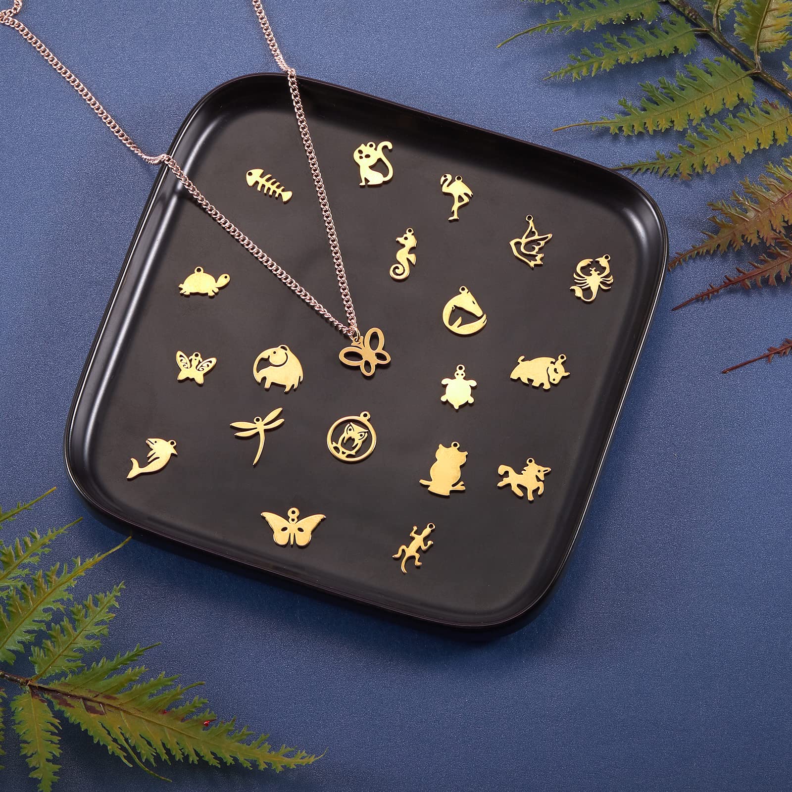 BEEFLYING 20pcs Gold Animal Charms 304 Stainless Steel Round Cat Fish Charms Pendants for Jewelry Making Earring Bracelet Necklace - Image 6