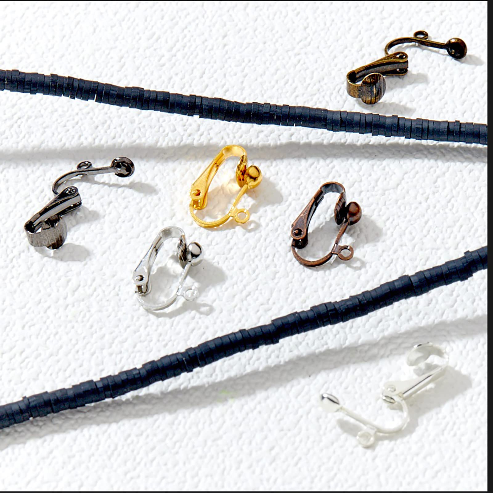 BEEFLYING 24 Pcs Brass Clip-on Earring Converter with Easy Open Loop Mixed Color Non-Pierced Ear Hoops for Handmade Jewelry Making Findings Accessories - Image 3