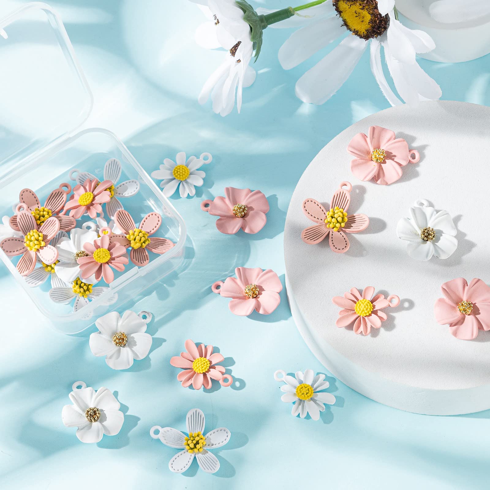 BEEFLYING 24pcs Alloy Colorful Flower Daisy Charms Metal Daisy Pendants for Jewelry Making Earrings Necklaces Bracelets - Image 3
