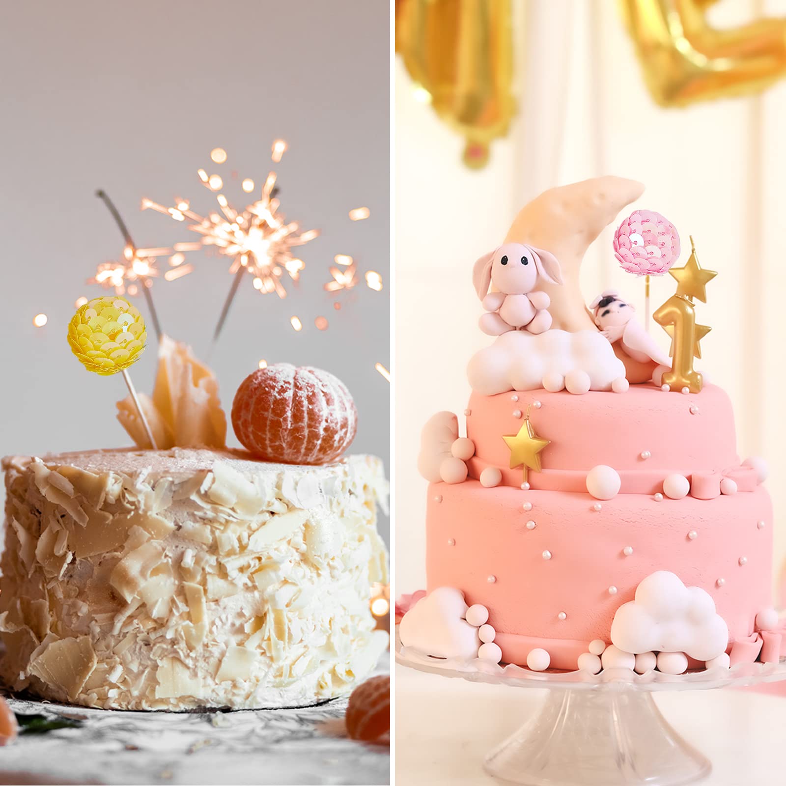 BEEFLYING 28 Pcs 14 Styles Sparkly Paillette Plastic Pendant Decorations Ball Shape Pendant Mixed Color for Keychain Bag Christmas Tree Cake Decoration - Image 5