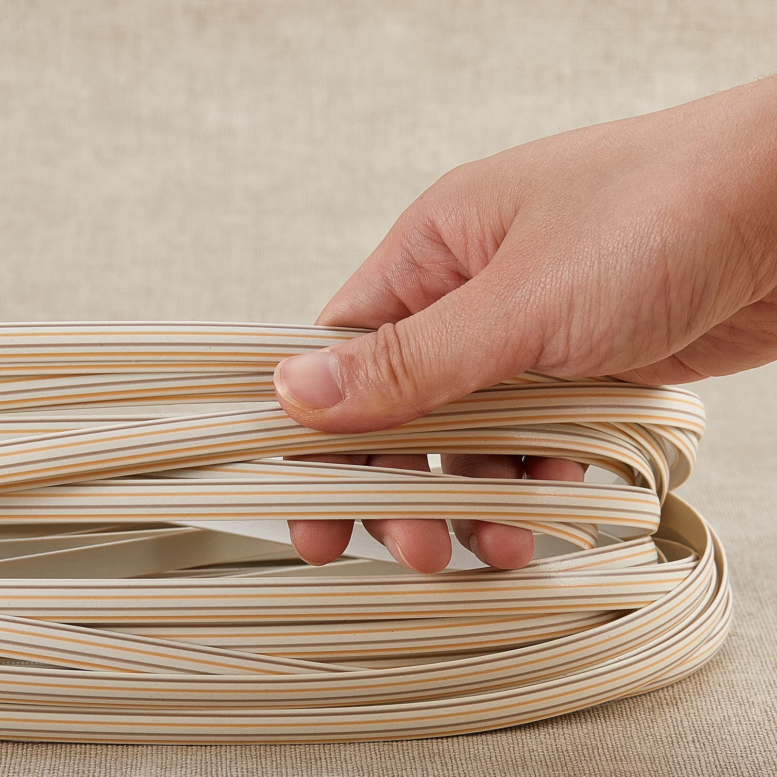 BEEFLYING 32m PE Plastic Imitation Rattan Wicker Synthetic Wicker Solid Weaving Repair Material for DIY Furniture Knitting Rattan Chair Table Accessories, White - Image 3