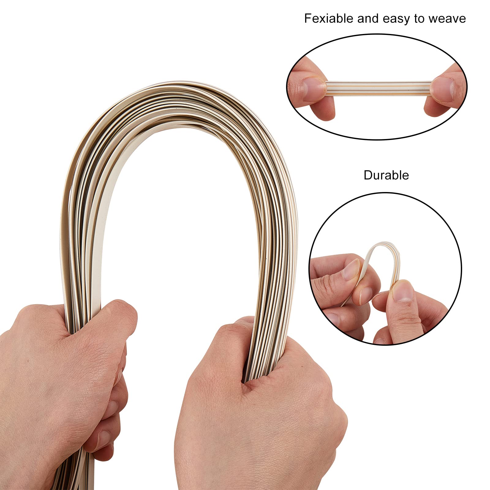 BEEFLYING 32m PE Plastic Imitation Rattan Wicker Synthetic Wicker Solid Weaving Repair Material for DIY Furniture Knitting Rattan Chair Table Accessories, White - Image 4