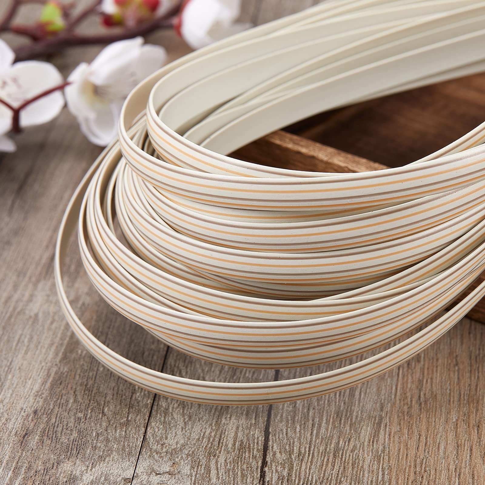 BEEFLYING 32m PE Plastic Imitation Rattan Wicker Synthetic Wicker Solid Weaving Repair Material for DIY Furniture Knitting Rattan Chair Table Accessories, White - Image 5