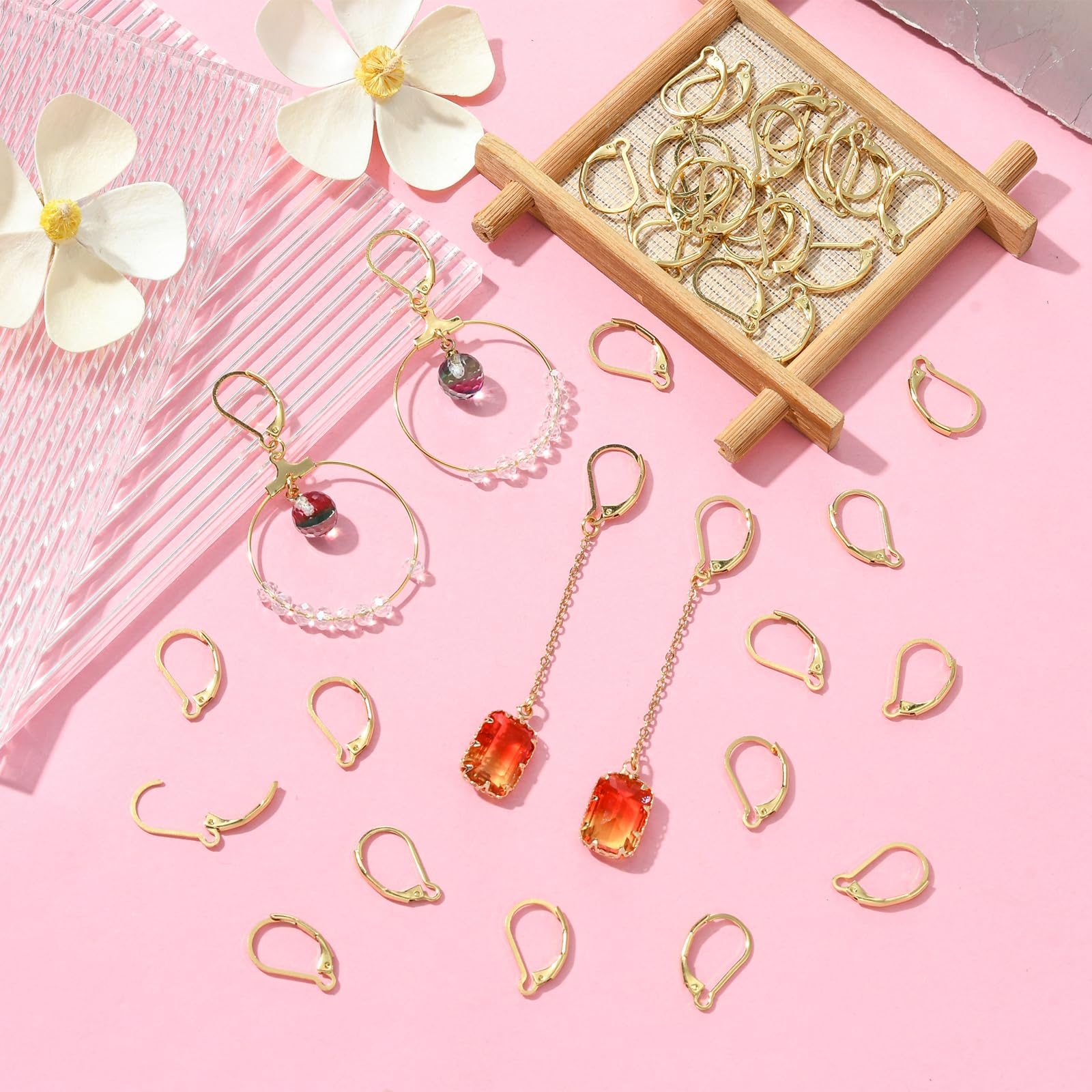 BEEFLYING 40pcs 304 Stainless Steel Leverback Earring Hoops Real 18K Gold Plated Earring Hooks for DIY Earring Jewelry Making - Image 4