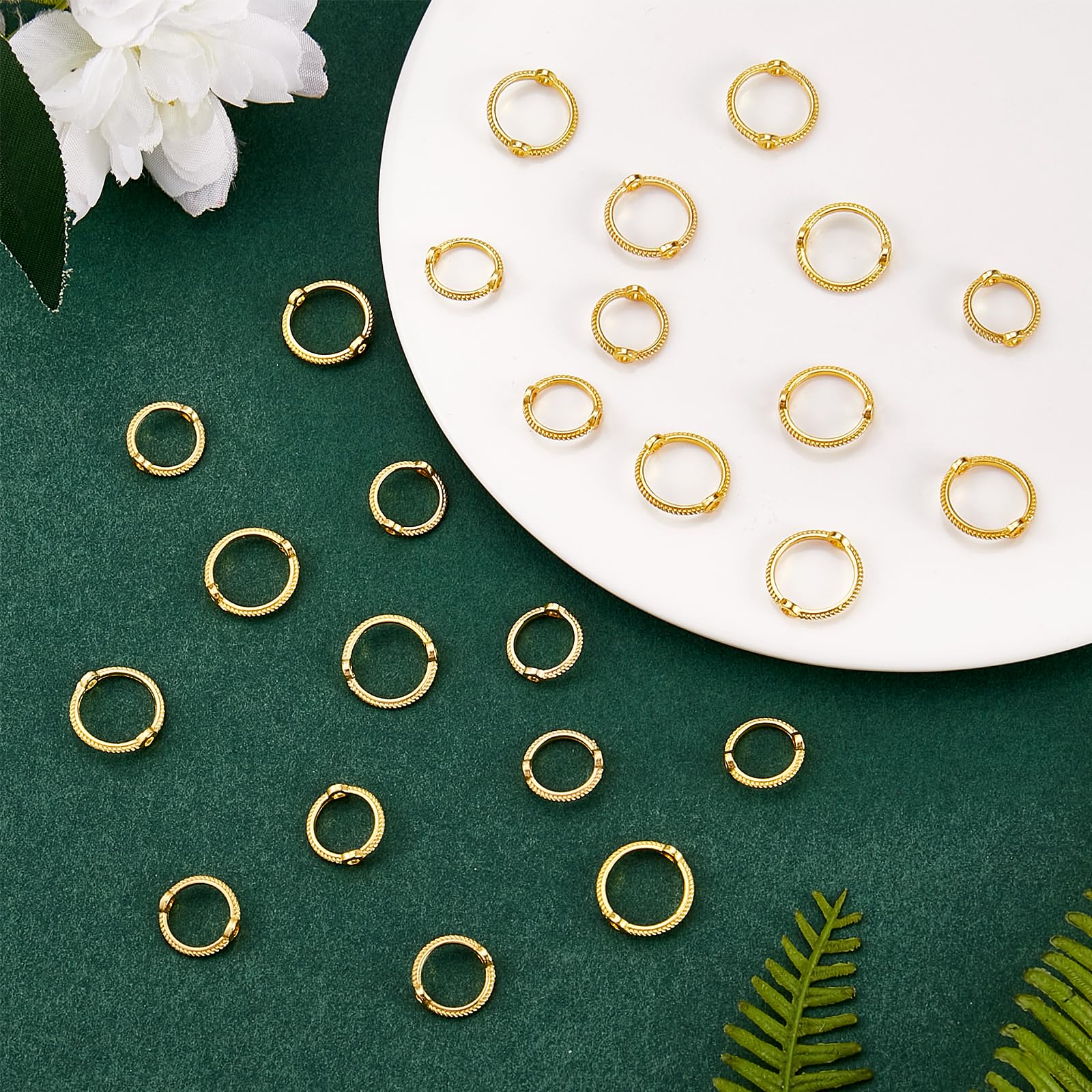 BEEFLYING 40pcs Double Hole Bead Round Frames Links Connectors for Beading Jewelry Making Crafts Assortments Necklaces, Bracelets, Earrings, Keychains, Golden - Image 4