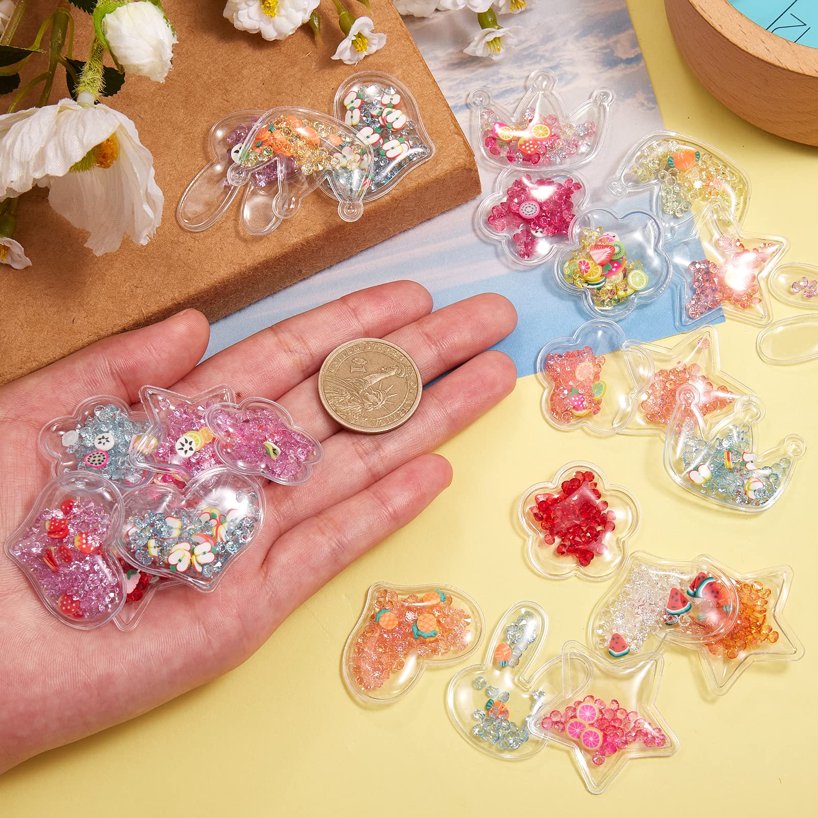 BEEFLYING 40Pcs Sequin PVC Slime Charms Plastic Transparent Flatback Decoration Charm for Scrapbooking Headwear Hairclips Bow Accessories - Image 3