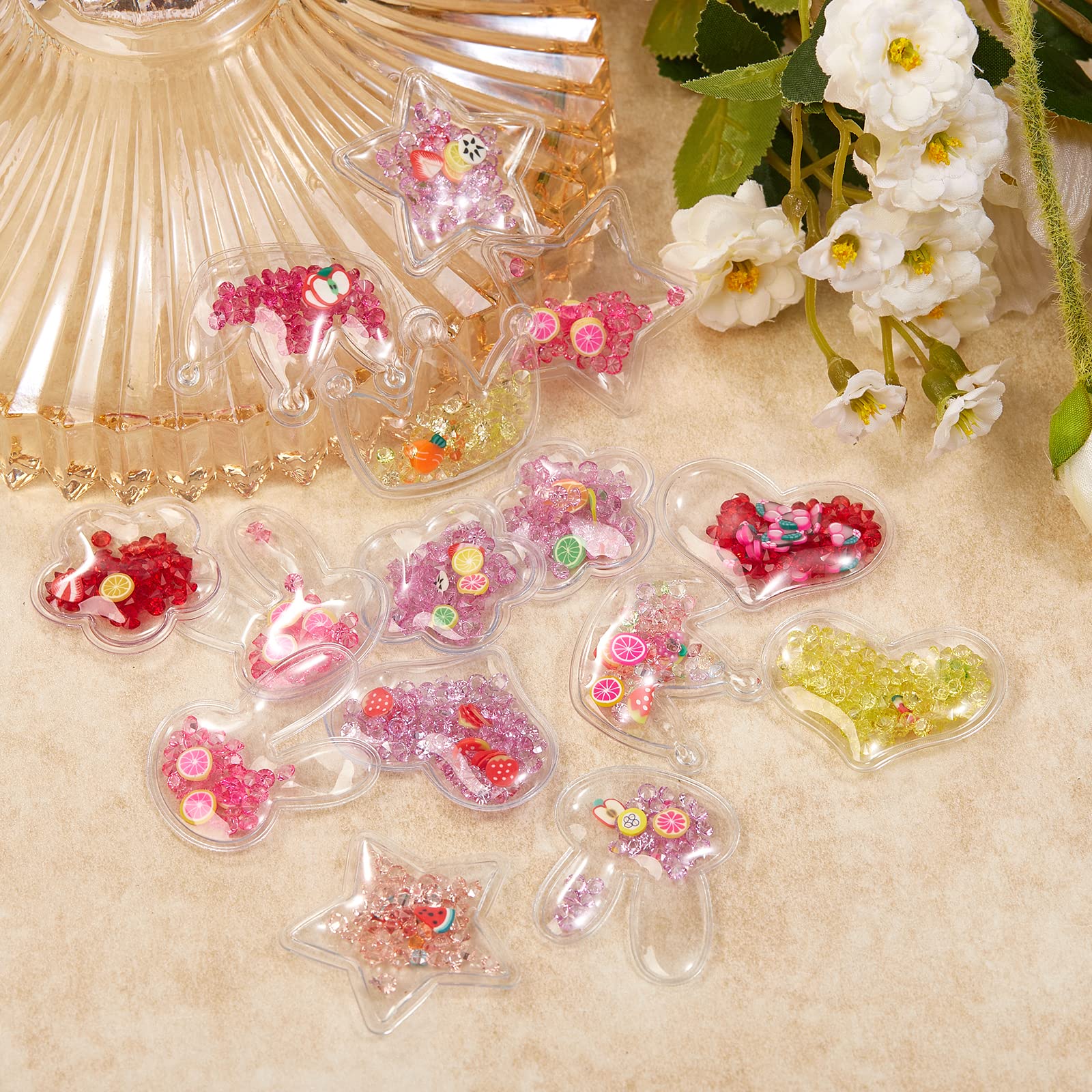 BEEFLYING 40Pcs Sequin PVC Slime Charms Plastic Transparent Flatback Decoration Charm for Scrapbooking Headwear Hairclips Bow Accessories - Image 4