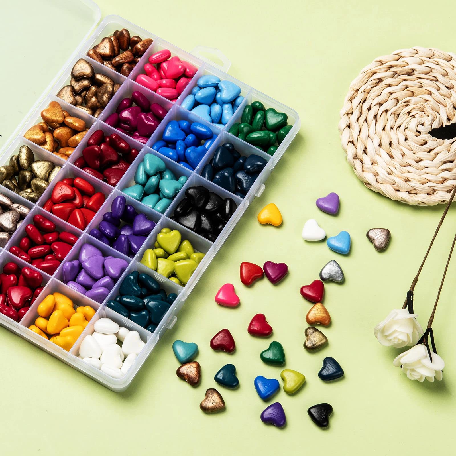 BEEFLYING 432 Pcs 22 Colors Heart Sealing Wax Beads Particles Colorful Sealing Wax Beads for Retro Seal Stamp Envelope Wedding Invitations Christmas Letters - Image 4