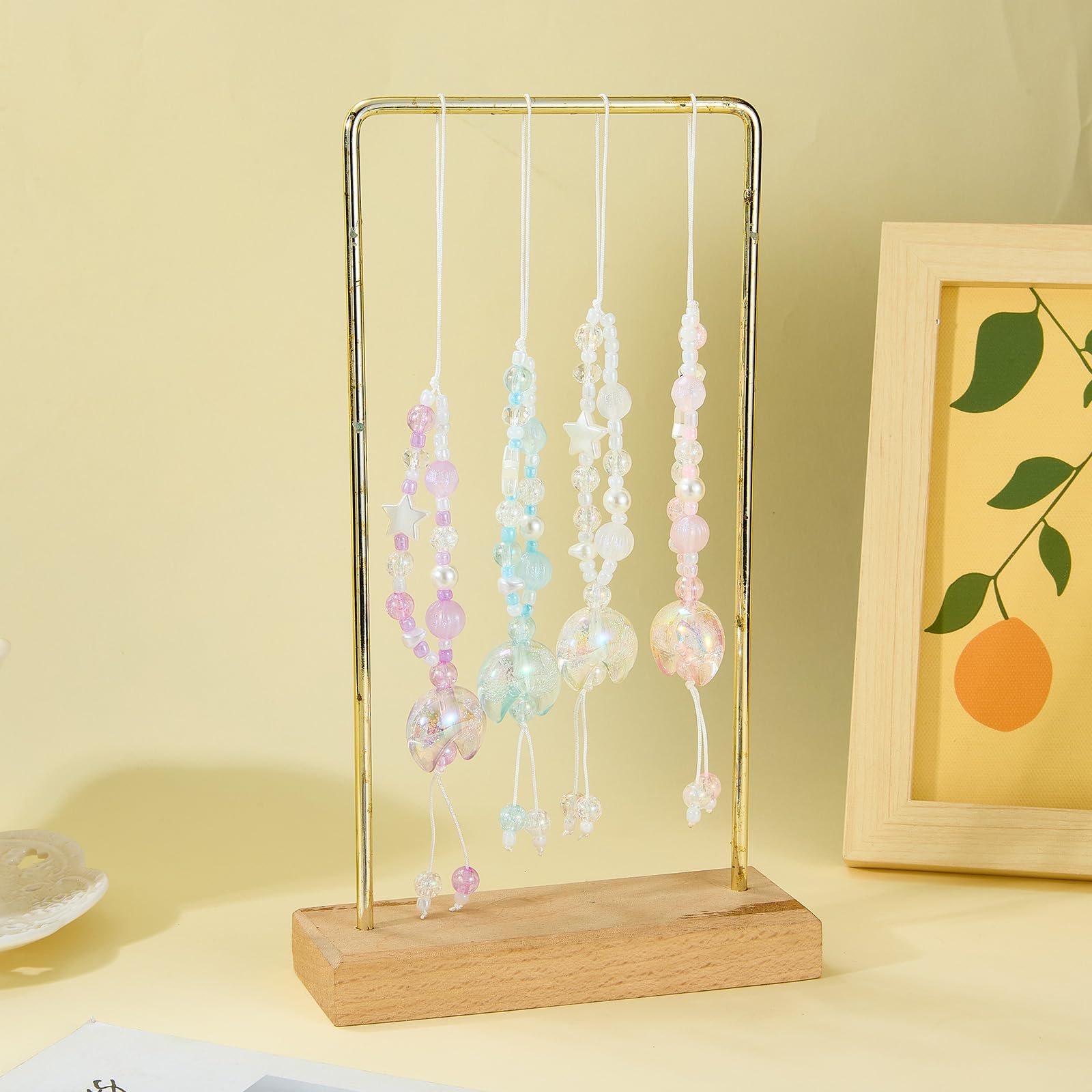 BEEFLYING 4Pcs Acrylic Beaded Moon Star Phone Charm Straps, for Cellphone Keychain Bags Cameras Earphones Decorations, 4 Colors - Image 5