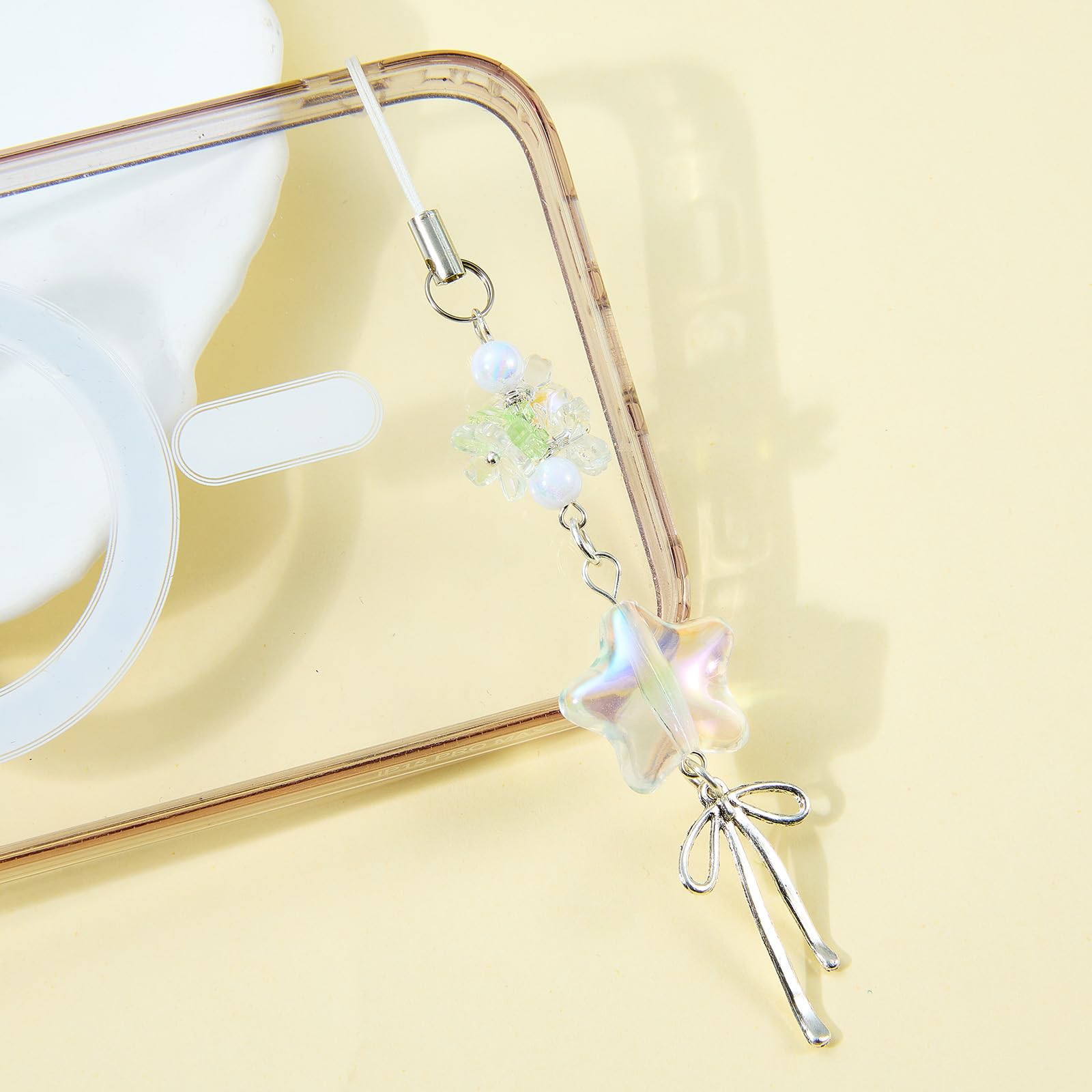 BEEFLYING 4Pcs Clear Acrylic Phone Charm Straps, with Mermaid Tail, Star, Butterfly and Jellyfish, for Cellphone Keychain Bags Cameras Earphones Decor, 4 Styles - Image 6