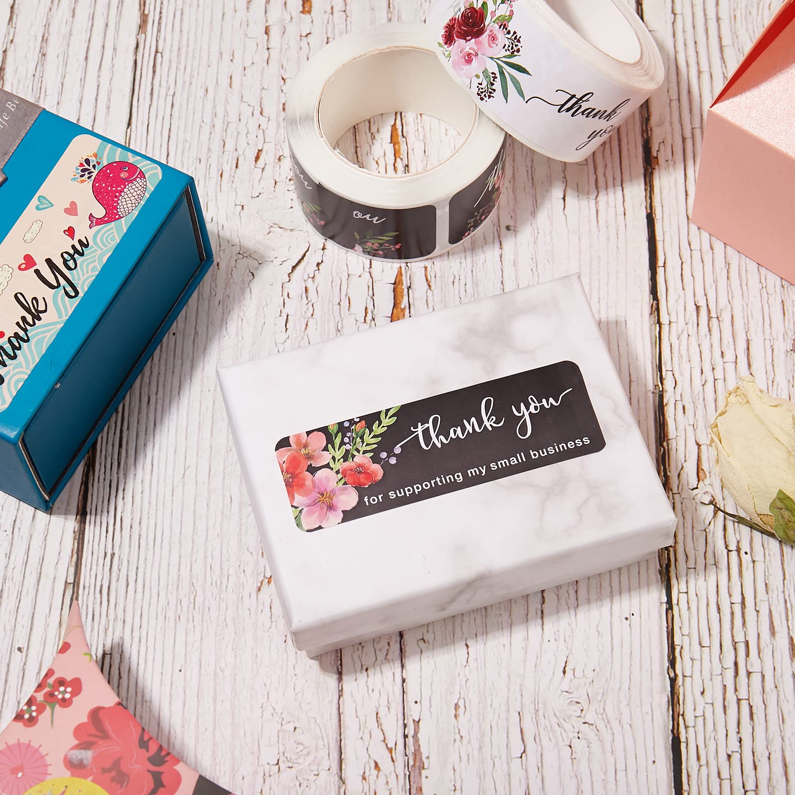 BEEFLYING 5 Rolls Thank You Adhesive Labels Roll Stickers Paper Gift Tag Stickers Mixed Color for Party Presents Room Bottle Sticky Note Decorative - Image 4