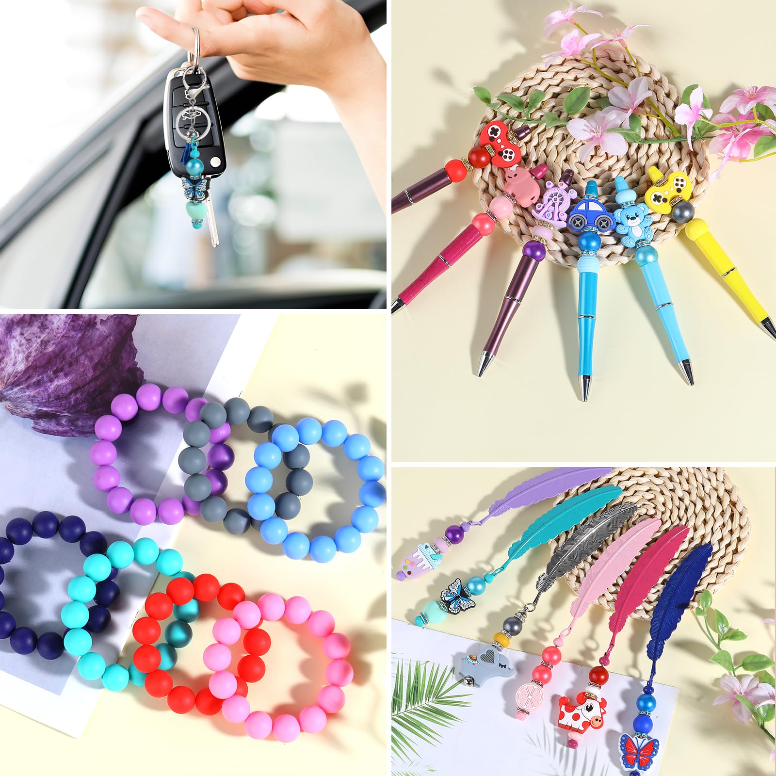 BEEFLYING 50Pcs 15mm Round Silicone Beads Rubber Focal Beads Spacer Beads for Beadable Pens DIY Jewelry Necklace Bracelet Keychain Making (Brick Red) - Image 6