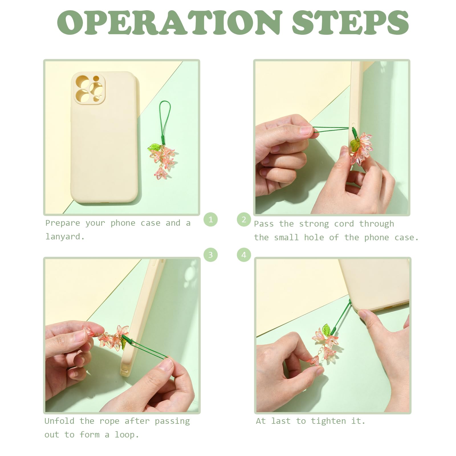 BEEFLYING 6-8 Pcs Colorful Flower Mobile Phone Charms Cute Glass & Acrylic Cell Phone Charm Straps Aesthetic Pendants Accessories For Wallets Keychains Bag - Image 6