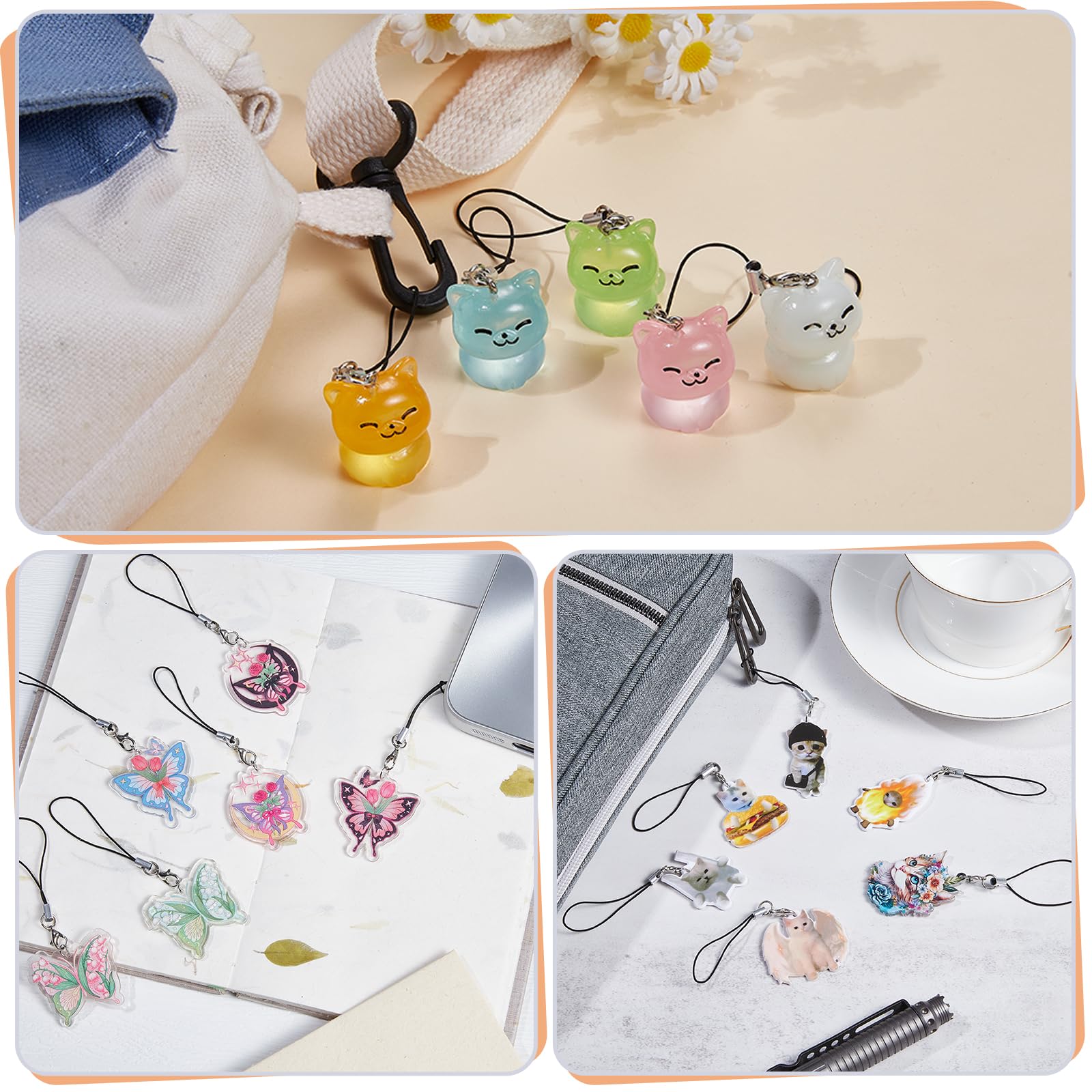 BEEFLYING 8 Pcs Phone Charms Aesthetic Y2K Cute Resin Ocean Animals Charm Straps Cell Phone Pendants Accessories for Bag Keychain Camera Wallet - Image 7