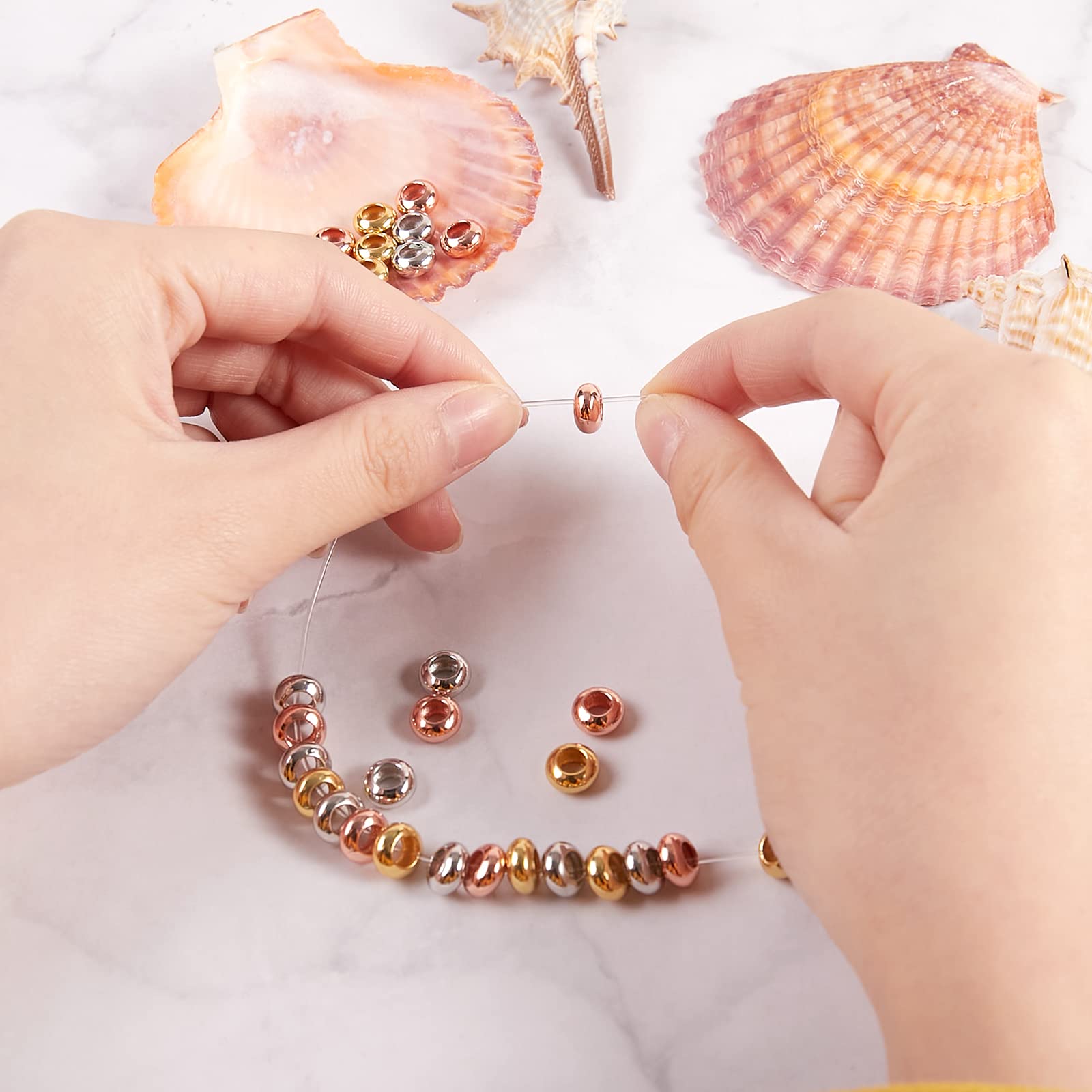 BEEFLYING 8mm Gold Smooth Round Spacer Beads Rondelle Large Hole Loose Beads for Bracelet Necklace Jewelry DIY Crafts Making - Image 5