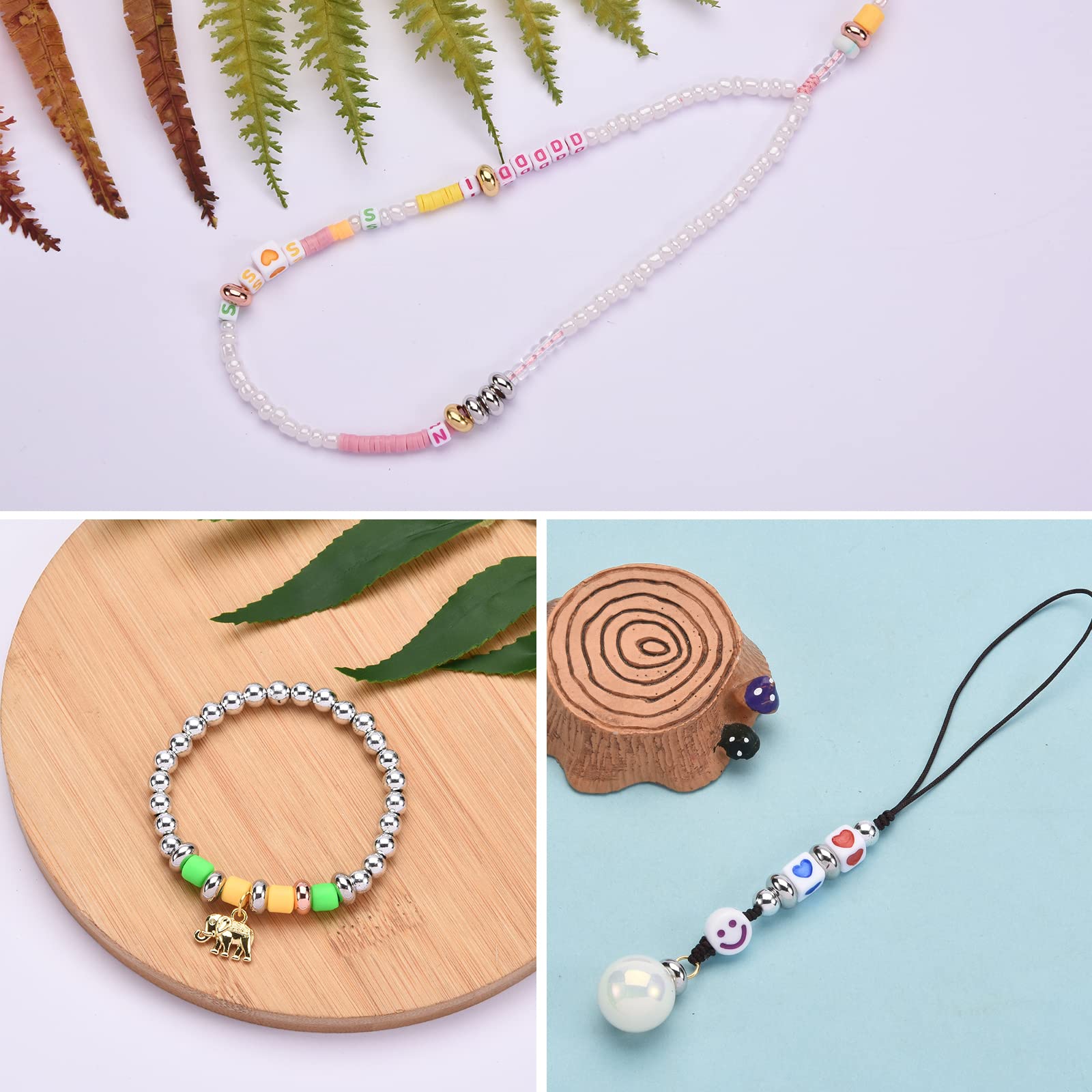 BEEFLYING 8mm Gold Smooth Round Spacer Beads Rondelle Large Hole Loose Beads for Bracelet Necklace Jewelry DIY Crafts Making - Image 7