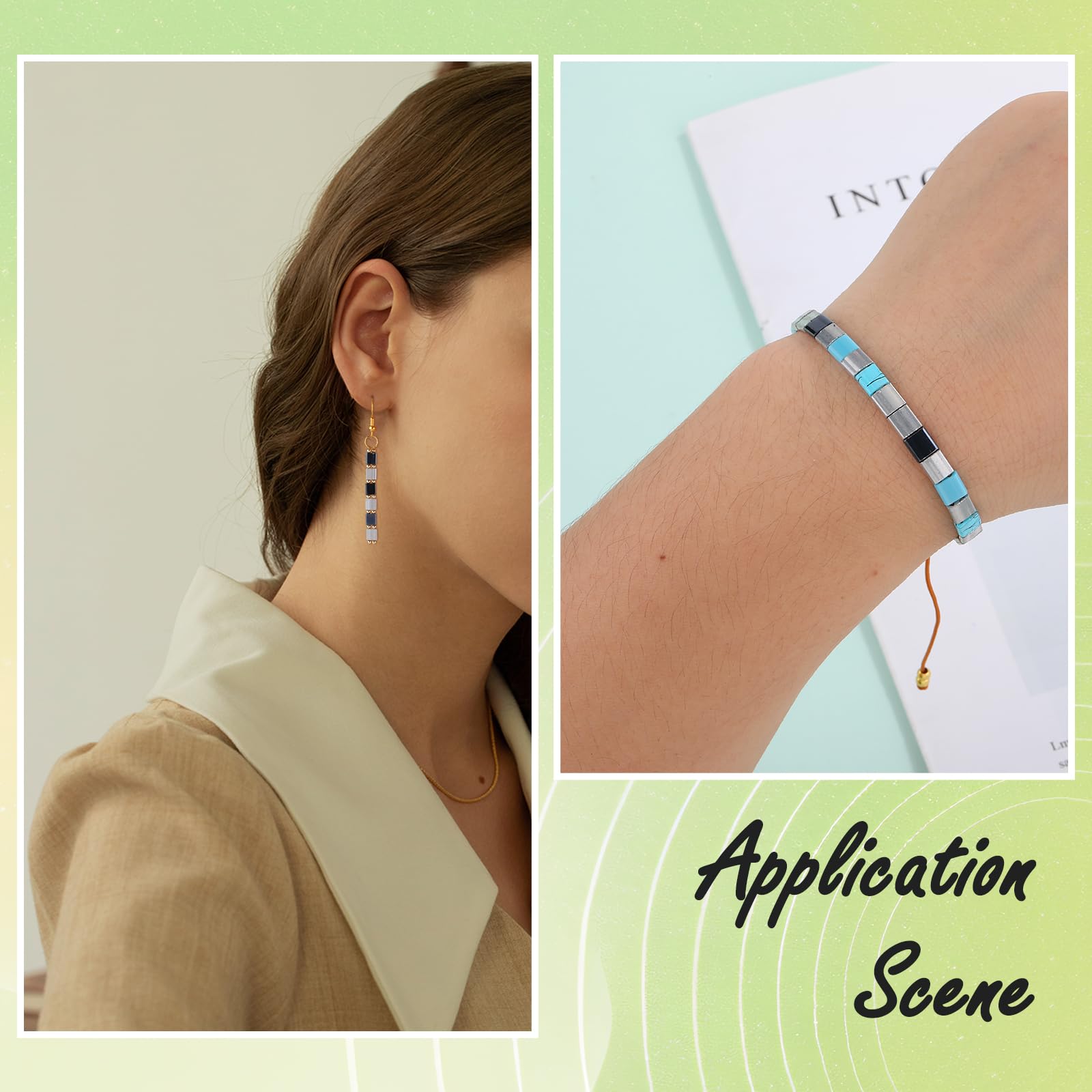 BEEFLYING 90Pcs 5mm Tila Beads, 2 Hole Flat Square Beads Japanese Loose Spacer Beads for Jewelry Making DIY Craft Multi-Strand Bracelet Necklace Earrings - Image 7